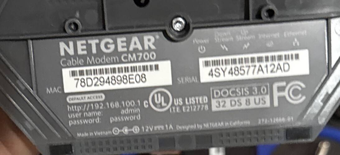 Netgear CM700 High Speed Cable Modem -Tested & Free-Ship! OEM