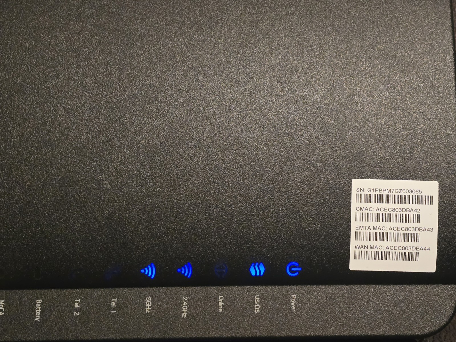 Arris TG1672G GATEWAY WIFI MODEM TG02DHQ1672