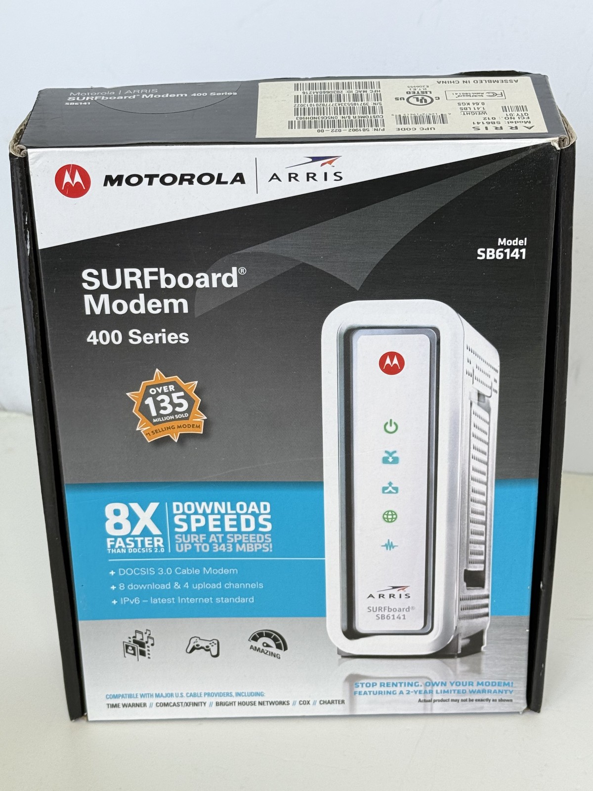 Motorola ARRIS SURFboard SB6141 Mbps DOCSIS 3.0 Cable Modem Tested Works Great