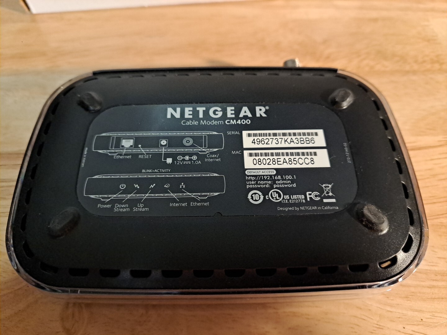NETGEAR CM-400 Cable Modem DOCSIS 3.0