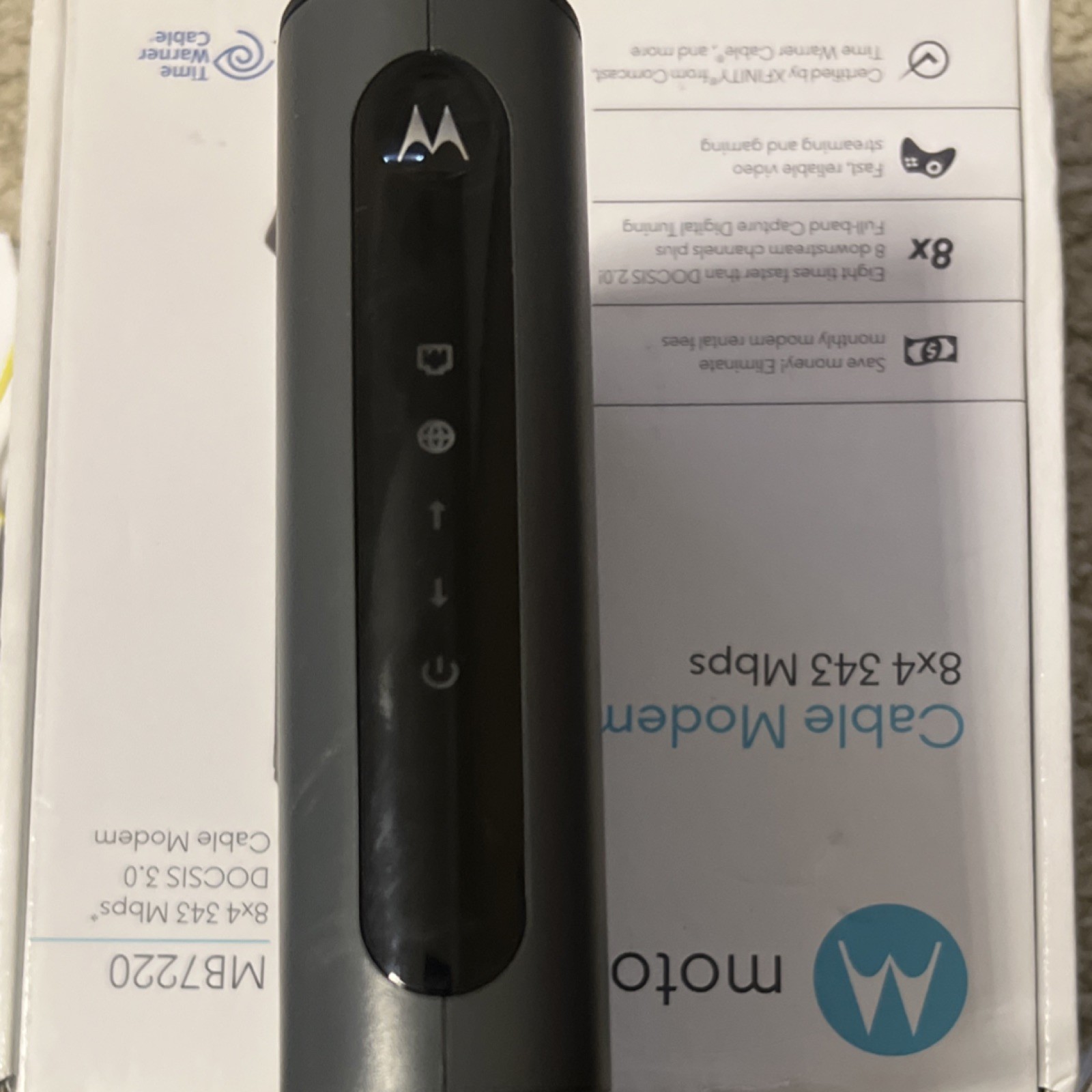 Motorola MB7220 DOCSIS 3.0 Cable Modem 343 Mbps Ethernet Black
