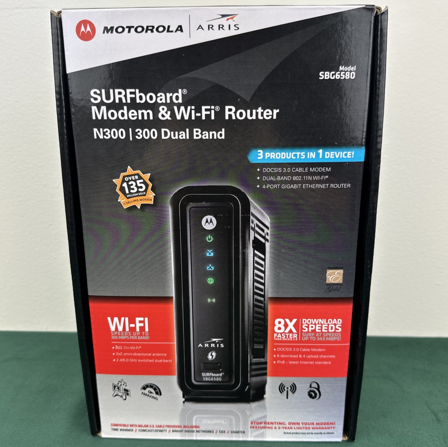 Motorola ARRIS SURFboard SBG6580 DOCSIS 3.0 Cable Modem Wi-Fi Router N300