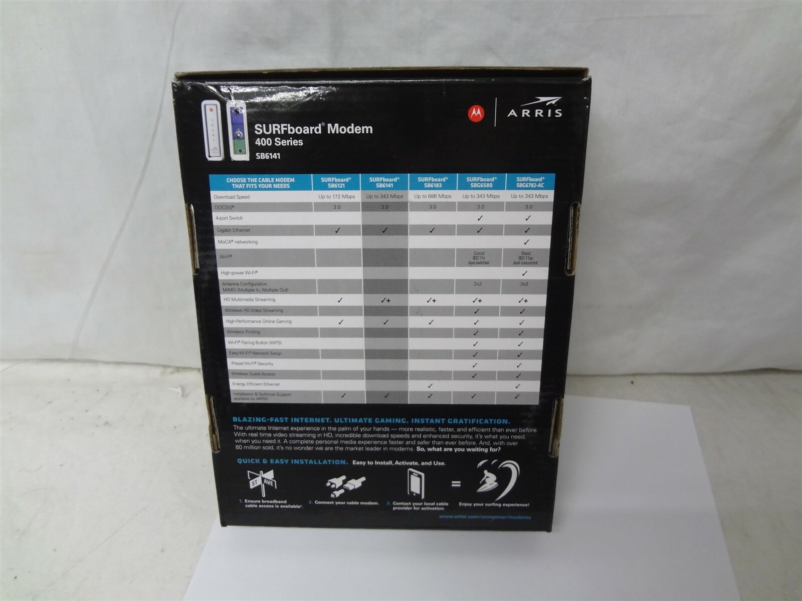 Motorola Arris SB6141 DOCSIS 3.0 400 Series SURFboard White Cable Modem
