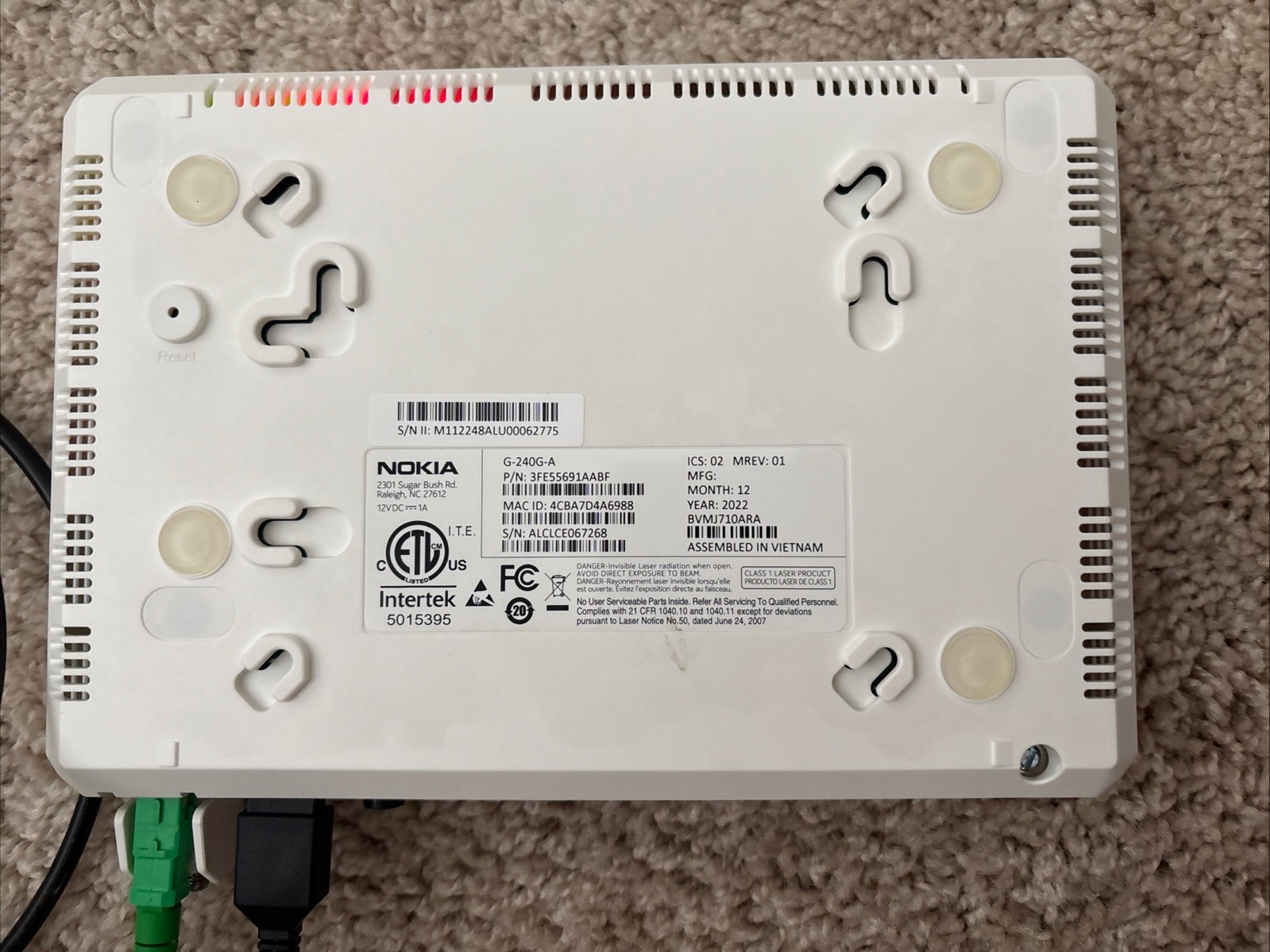 Nokia G-240G-A Fiber Optic Modem for Home or Business