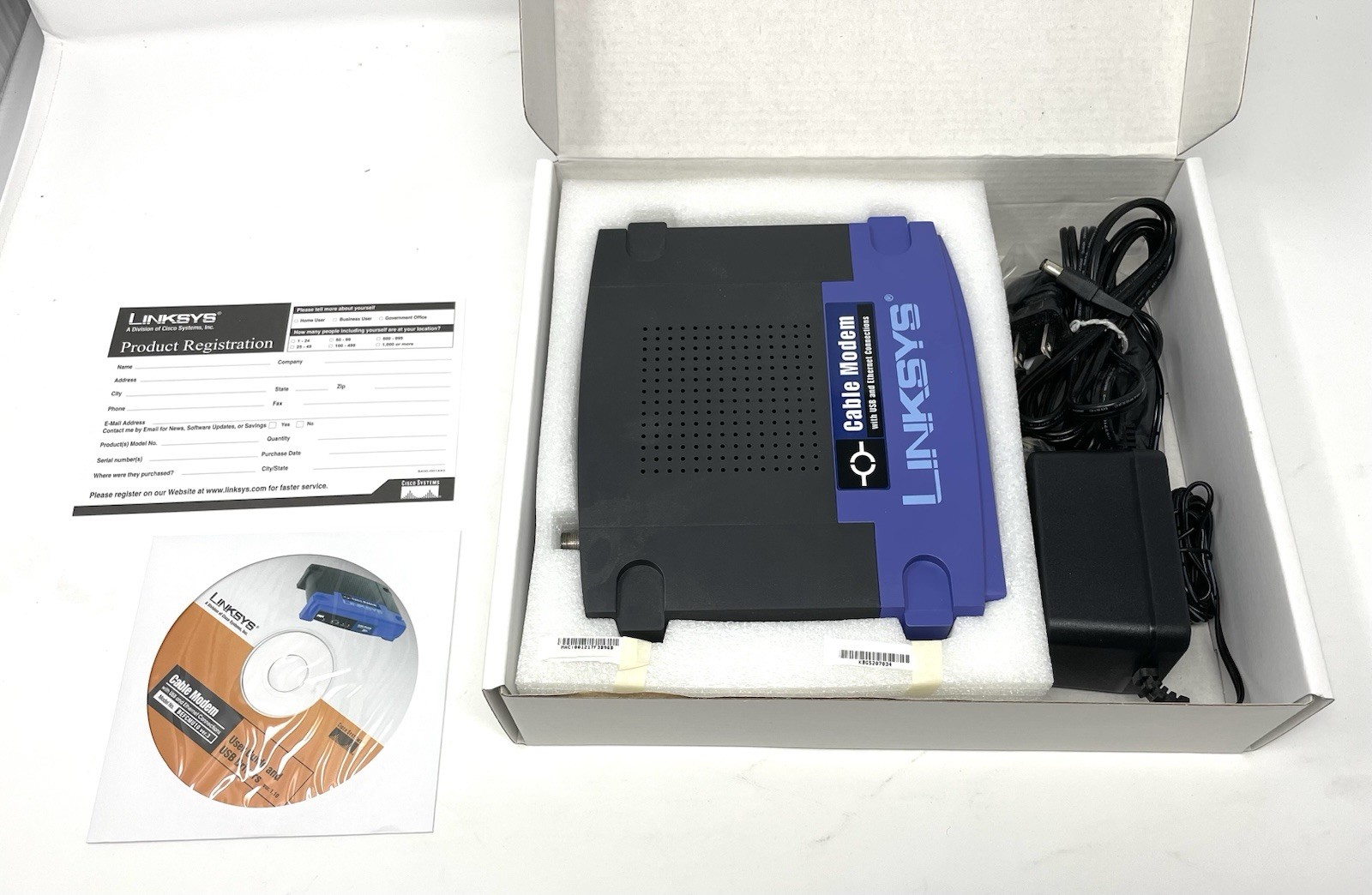 Linksys BEFCMU10 Cable Modem with USB and Ethernet Connections NIB