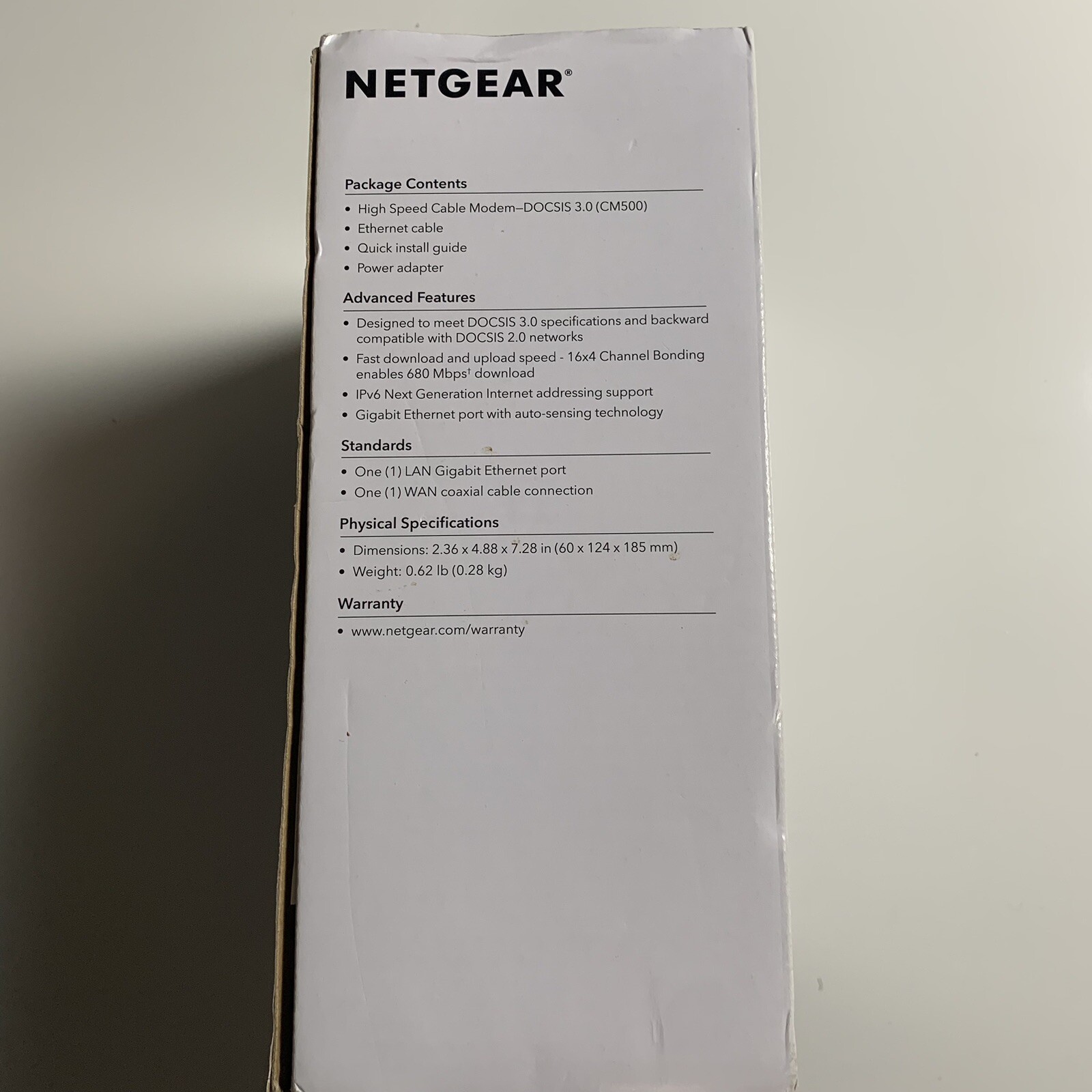 NETGEAR Cm500-1aznas 16×4 DOCSIS 3.0 Cable Modem Max Download Speeds of 680mbps