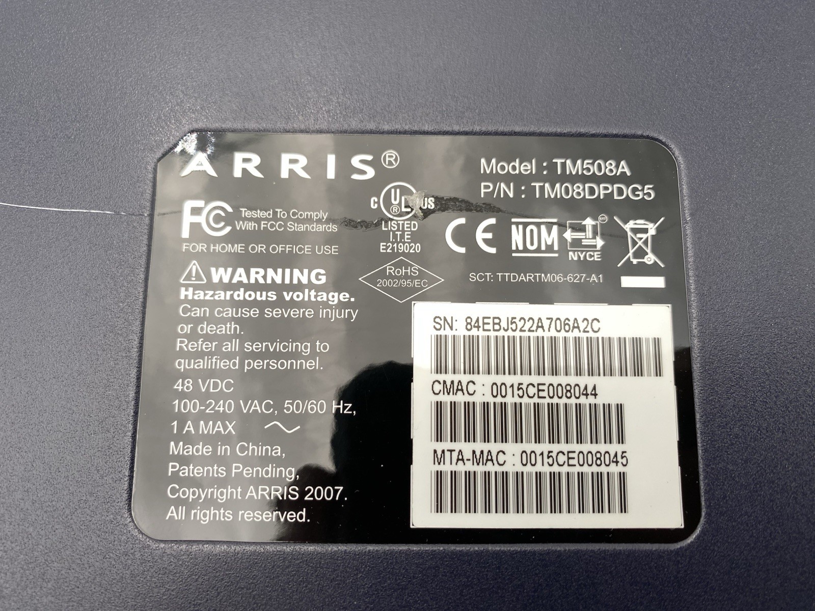 Arris Touchstone Telephony Modem TM508A