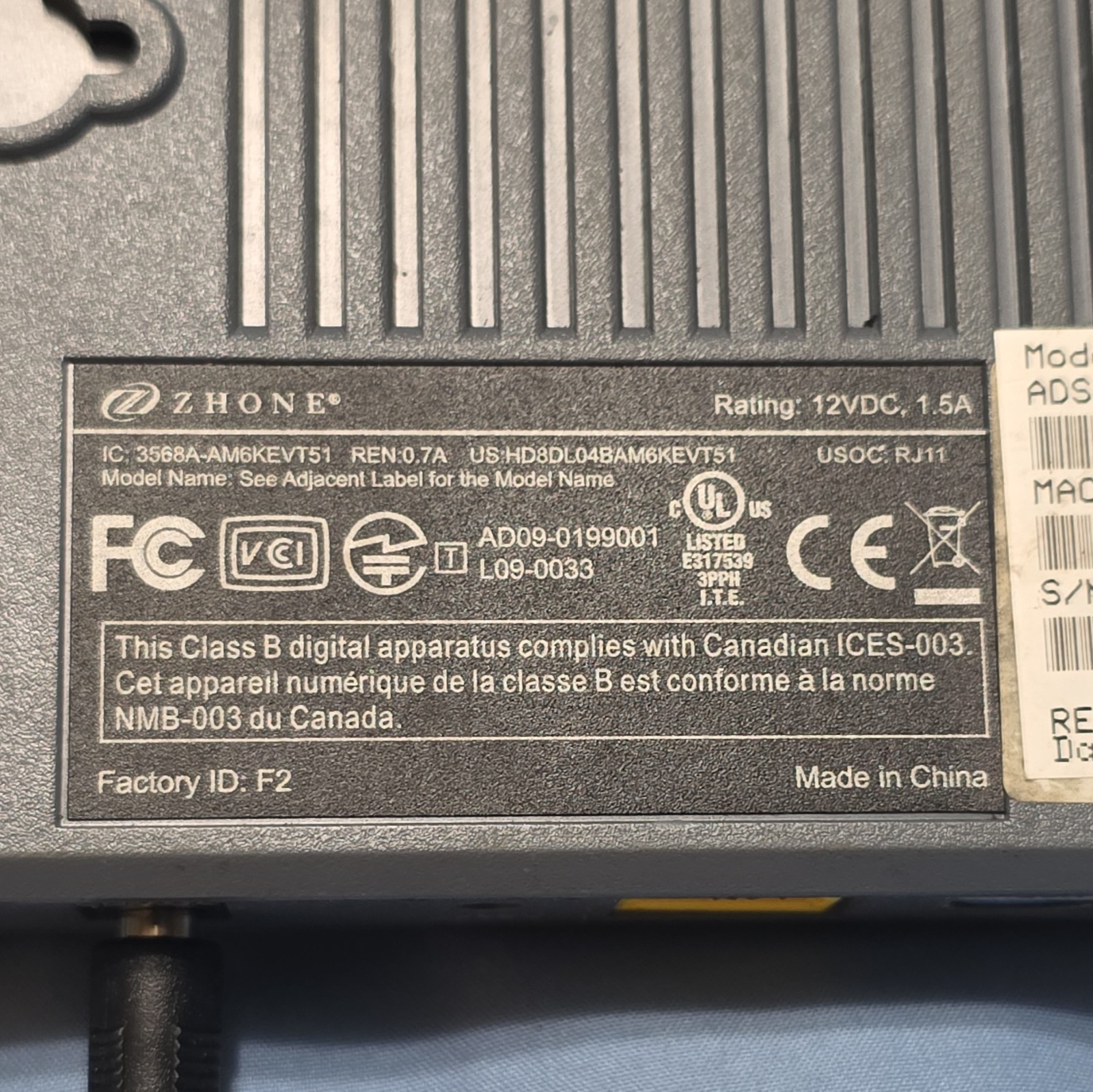 Zhone 6381-A4-200 ADSL2+ DSL Modem/Router 4 Mbps RJ11 RJ45 USB-B