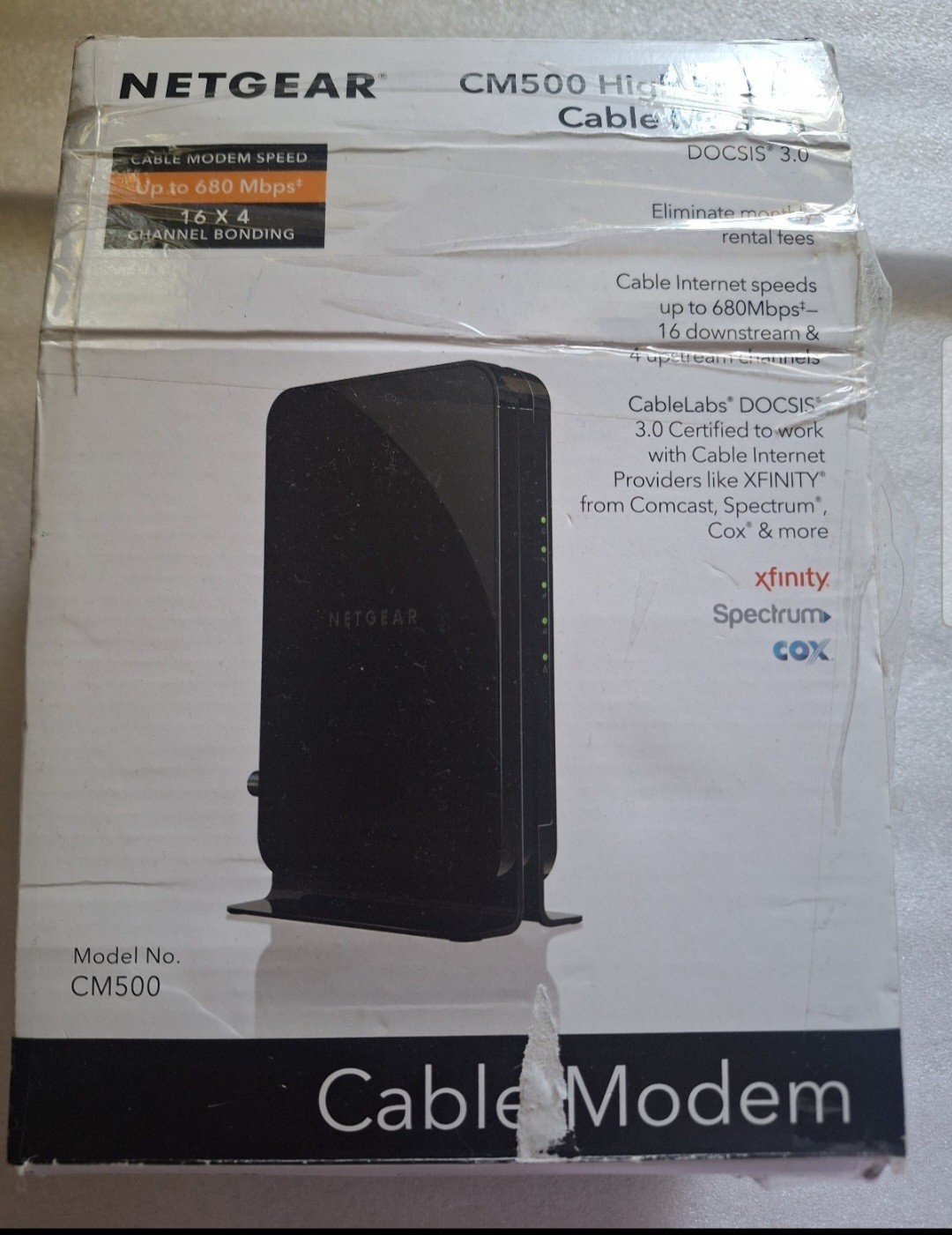 NETGEAR CM500 Cable Modem DOCSIS 3.0 Up to 400Mbps (Xfinity Spectrum Cox) Used