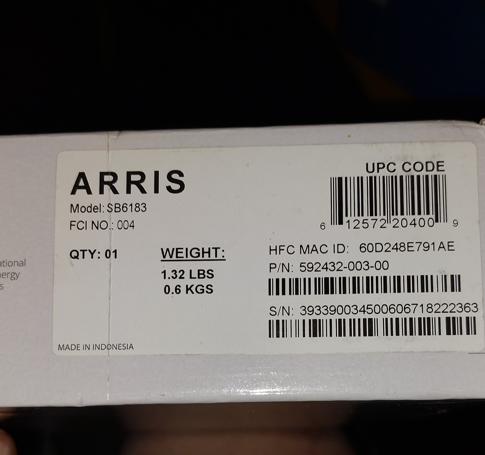 ARRIS Motorola SB6183 SURFboard DOCSIS 3.0 White Cable Modem BRAND NEW IN BOX