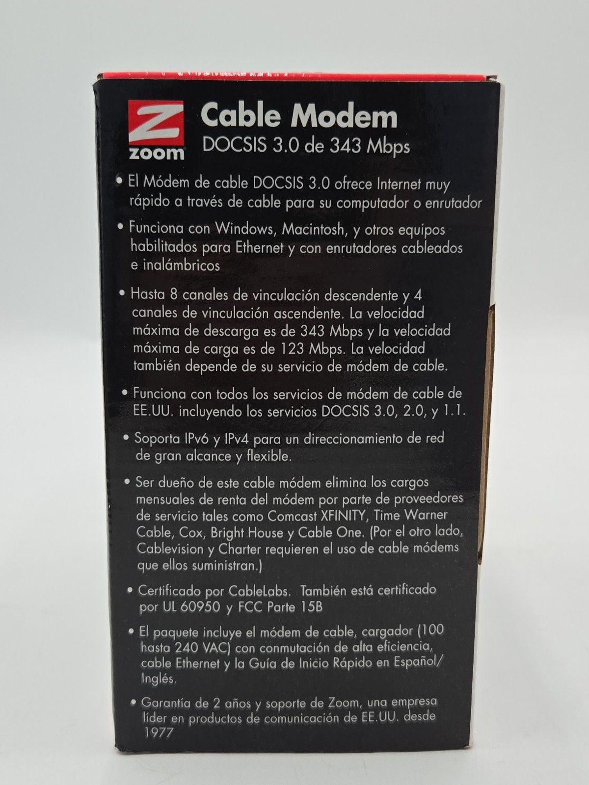 ZOOM CABLE MODEM 343 Mbps DOCSIS 3.0 MODEL 5341