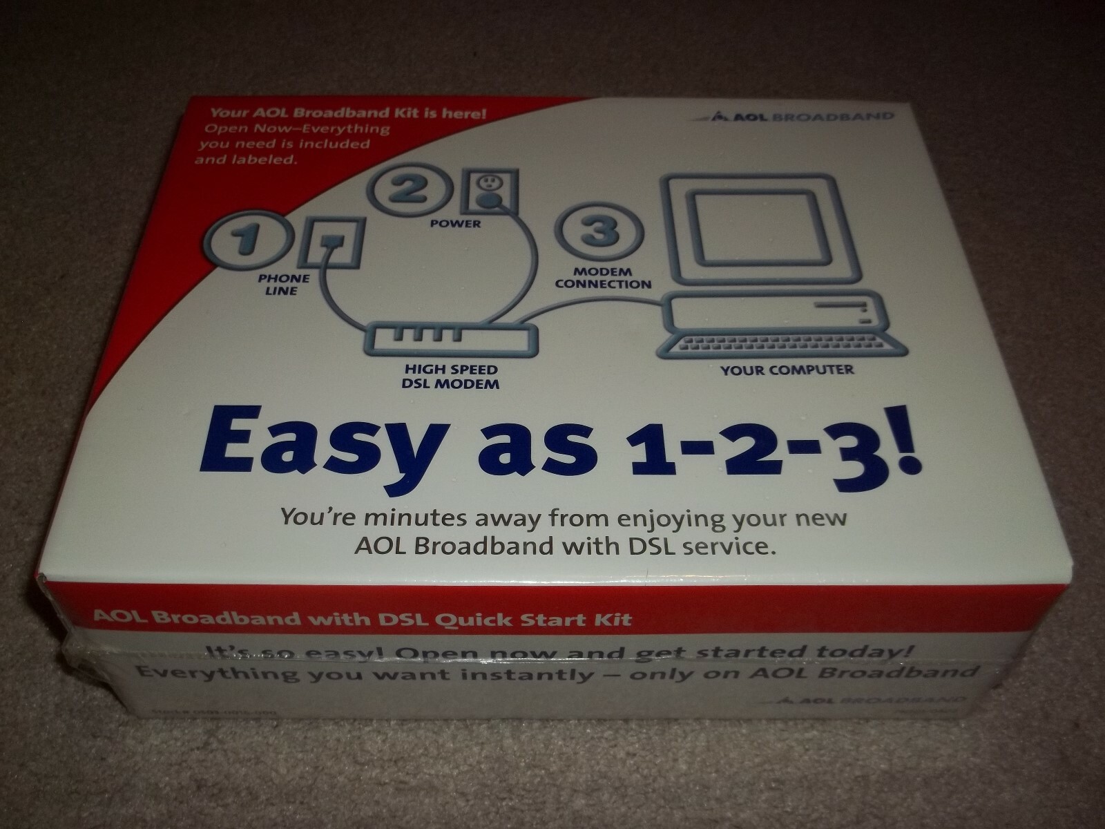 New Sealed Vintage Rare AOL Broadband w/ DSL Quick Kit Modem 2002 Action-Tec NIB