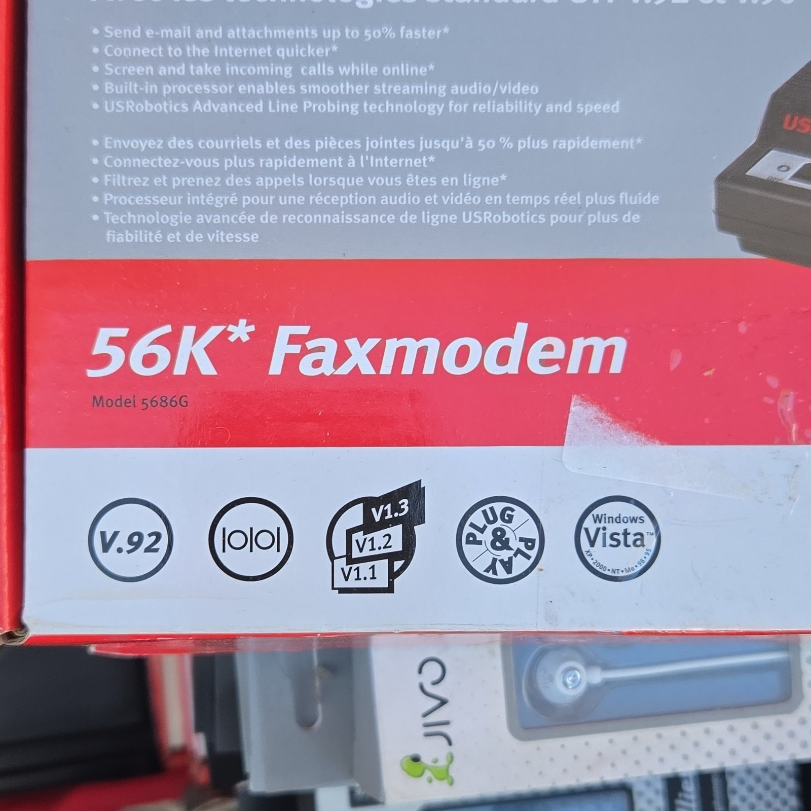 USRobotics 56K Faxmodem 5686G V.92 V.90 Plug & Play External Modem Black