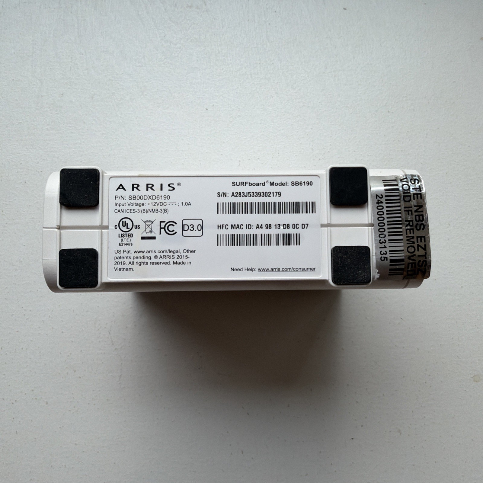 ARRIS SURFboard DOCSIS 3.0 Cable Modem – SB6190