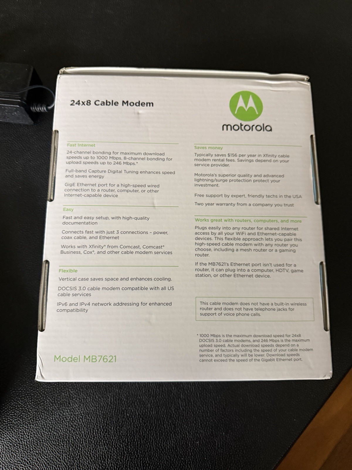 Motorola MB7621 Cable Modem 24×8 DOCSIS 3.0 Xfinity Cox Spectrum 900 Mbps