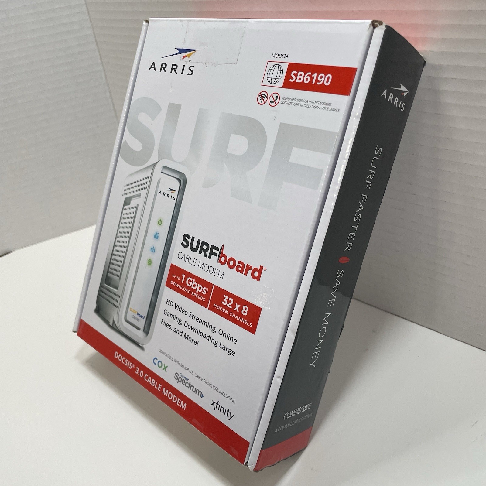 ARRIS SURFboard SB6190 32 x 8 DOCSIS 3.0 Cable Modem – White