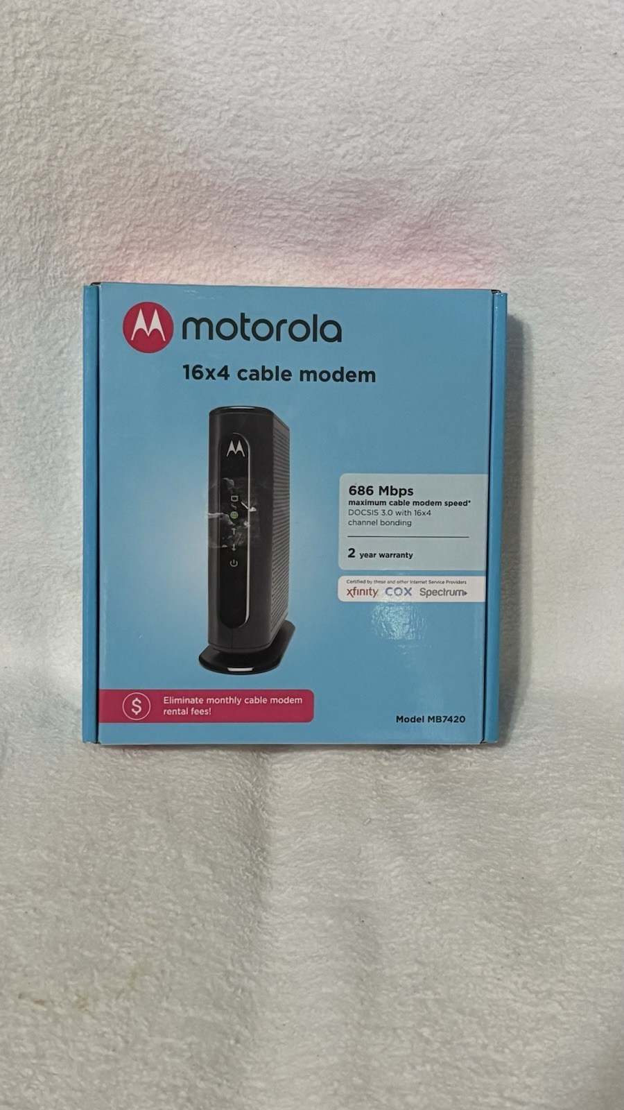 Motorola Black 16×4 Cable Modem Model MB 7420 Only Modem W/O Accessories Tested