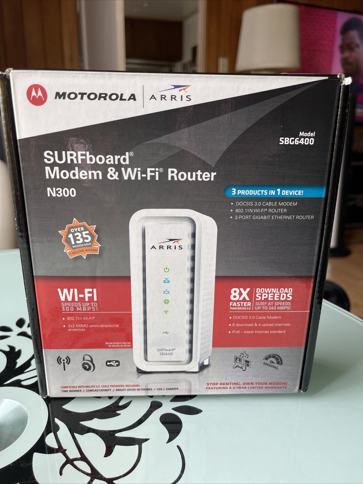Motorola Arris SURFboard N300 DOCSIS 3.0 Cable Modem & WiFi Router (SBG6400)