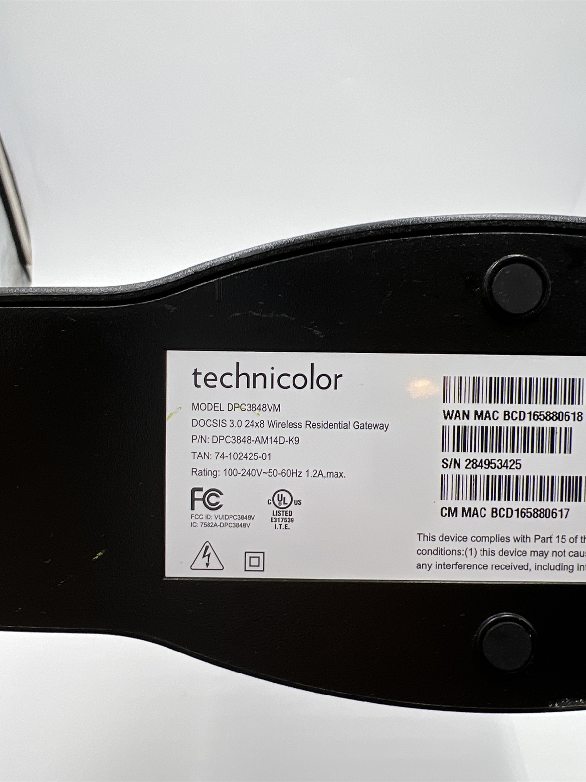 Technicolor/Cisco DPC3848VM Cable Modem & WiFi Router