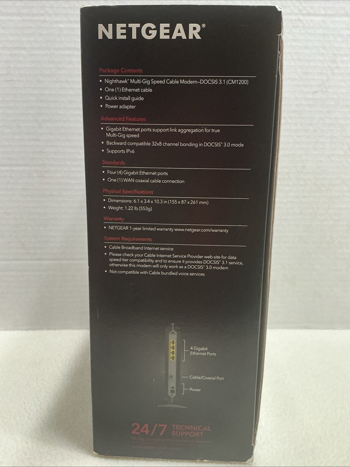 NETGEAR Nighthawk CM1200-100NAS DOCSIS 3.1 Cable Modem
