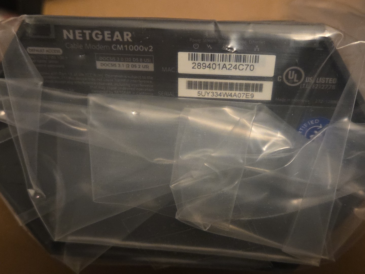NETGEAR CM1000-100NAR DOCSIS 3.1 Cable Modem 6Gbps Ethernet Black CrtRrbshed