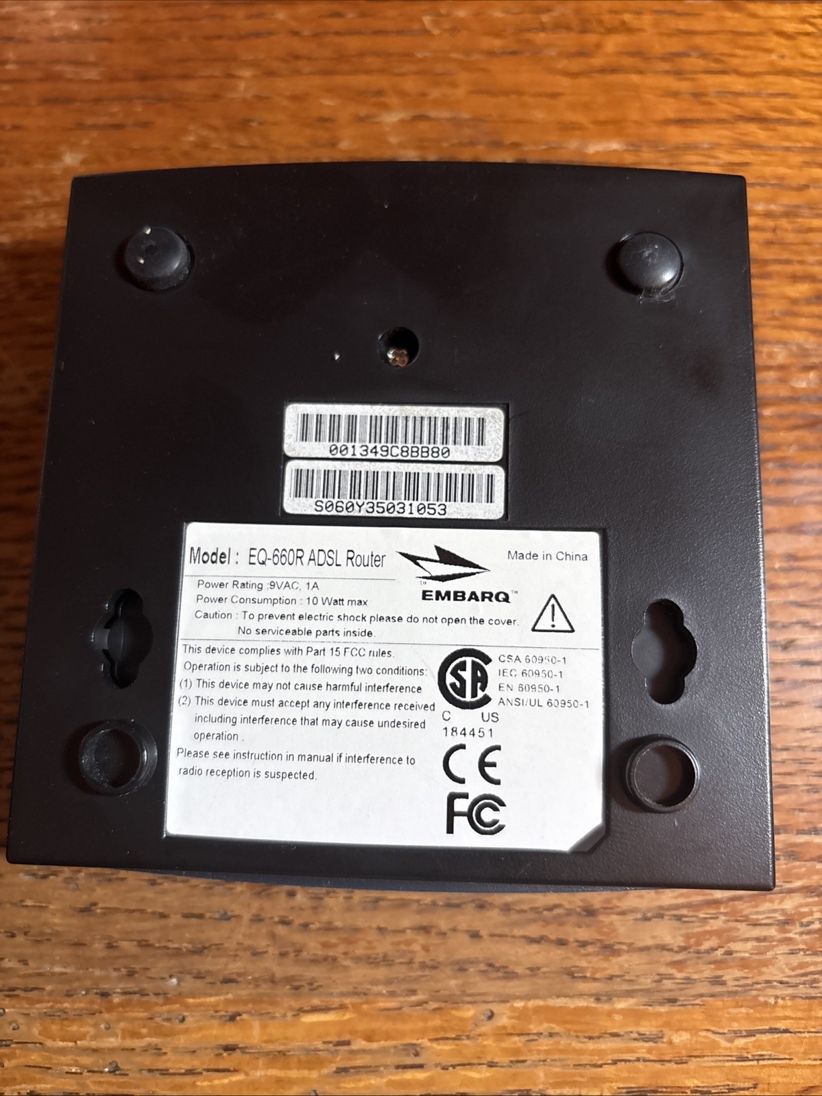 Embarq 660 Series DSL ADSL Router Number EQ-660 With Ac Adapter