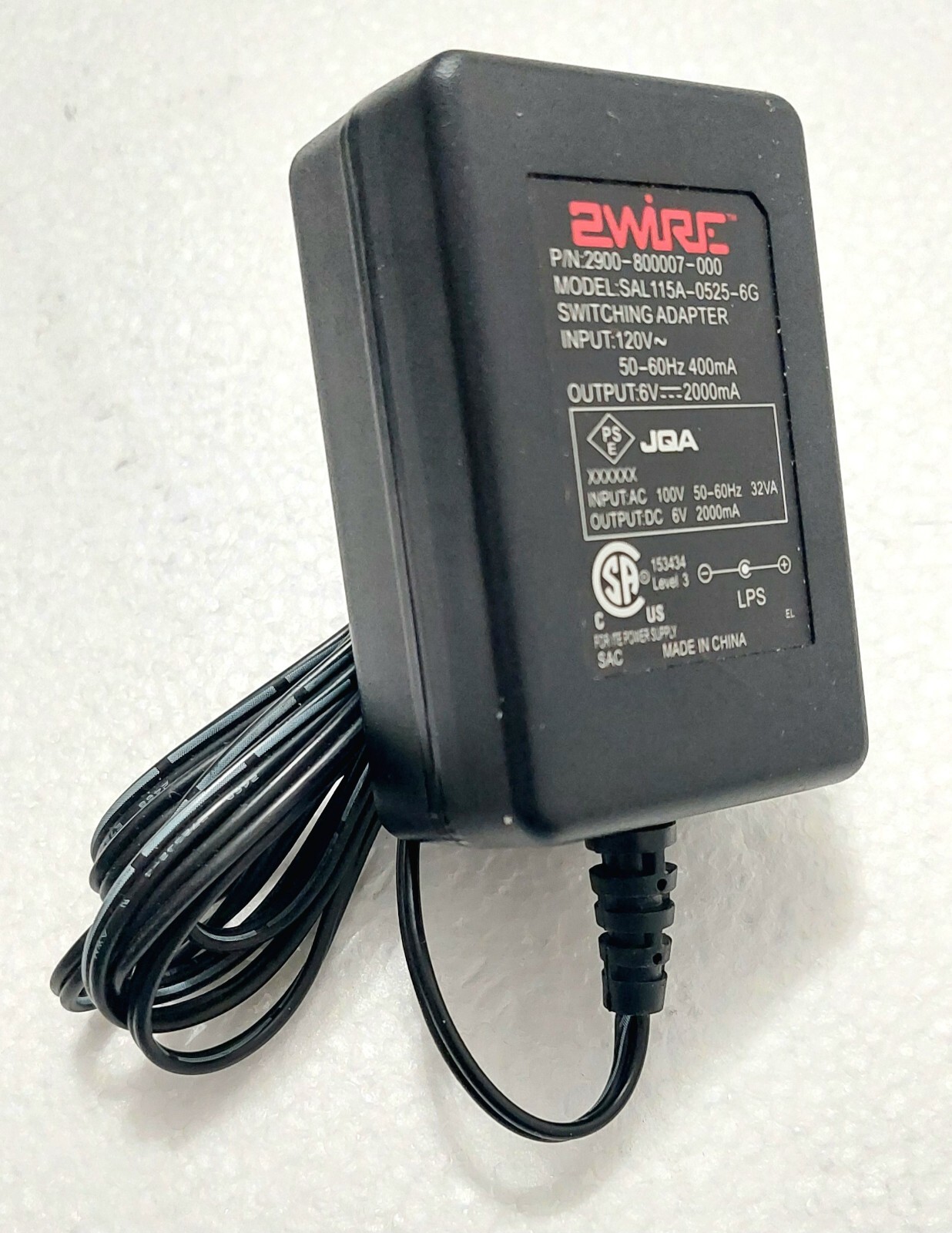 Genuine 2wire AC Power Supply Adapter Modem SAL115A-0525-6G 1800HG 1800HW