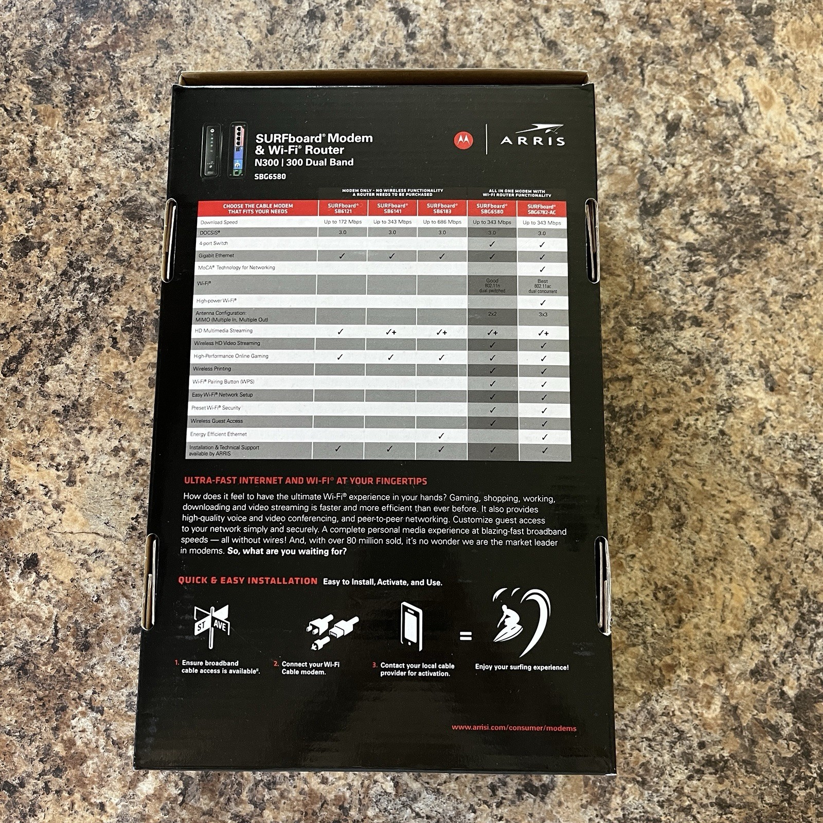 Motorola ARRIS SURFboard SBG6580 DOCSIS 3.0 Cable Modem and Wi-Fi Router N300