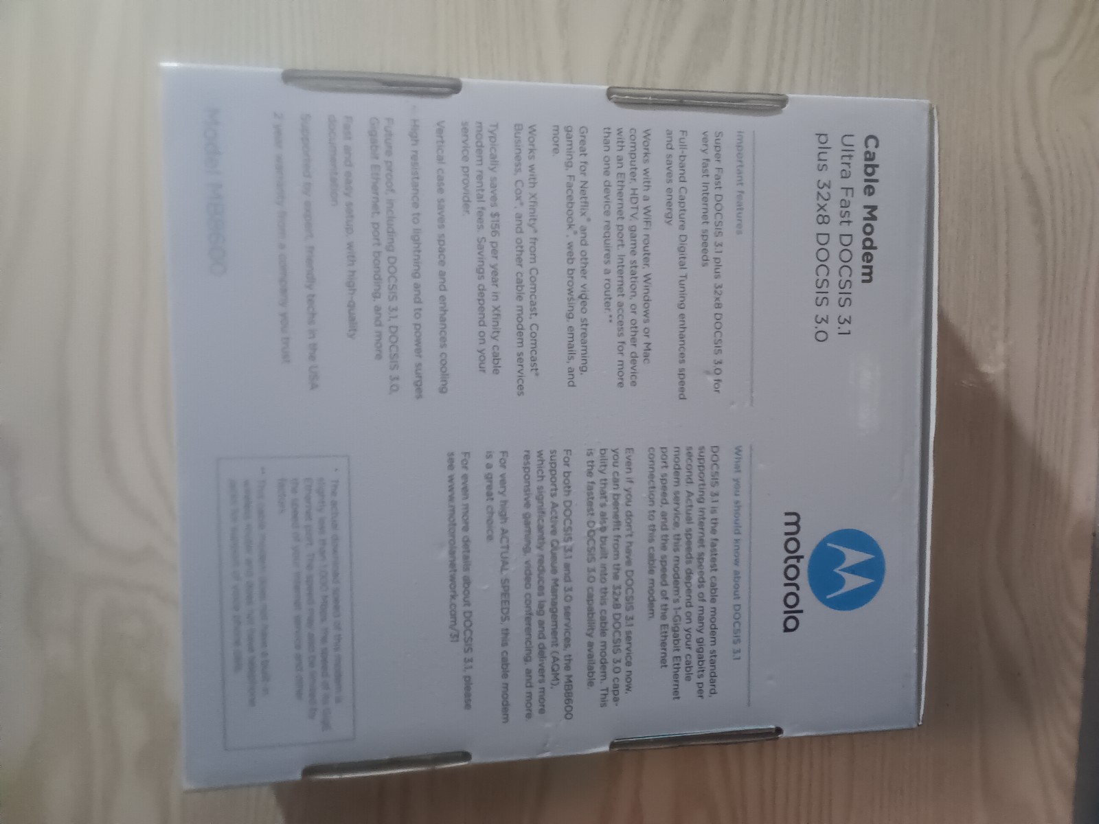 Motorola Docsis 3.1 Cable Modem model MB8600