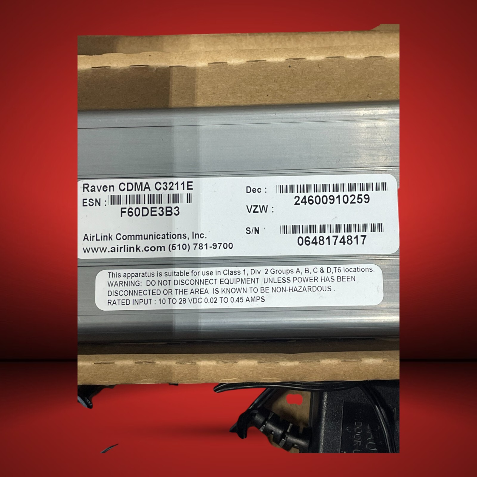 RAVEN CDMA C3211E AIRLINK CELLULAR MODEM FOR SURVEYING