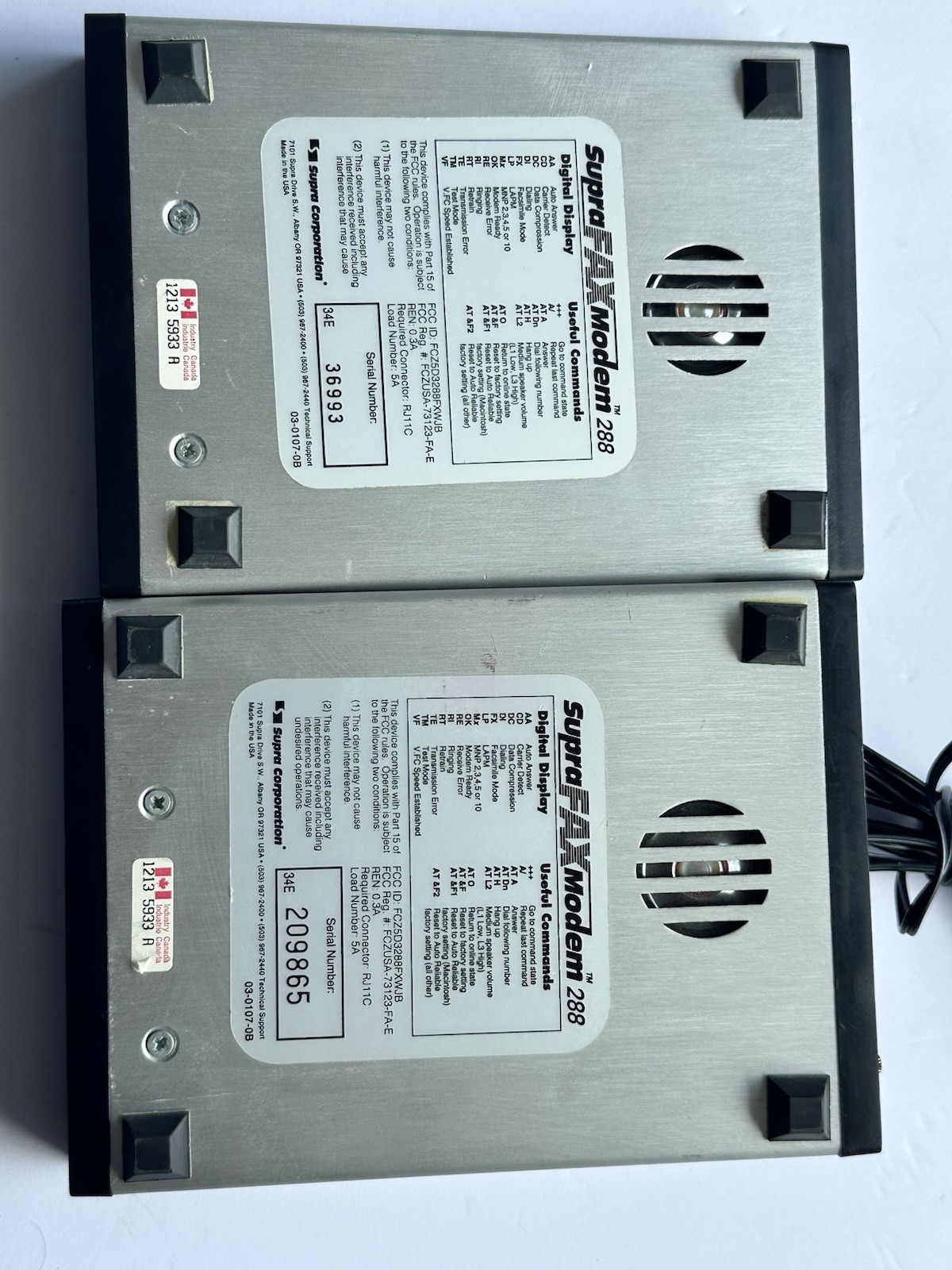 Lot of 2 SupraFAXModem 288 External Modems Mac Serial Cable PSU Tested