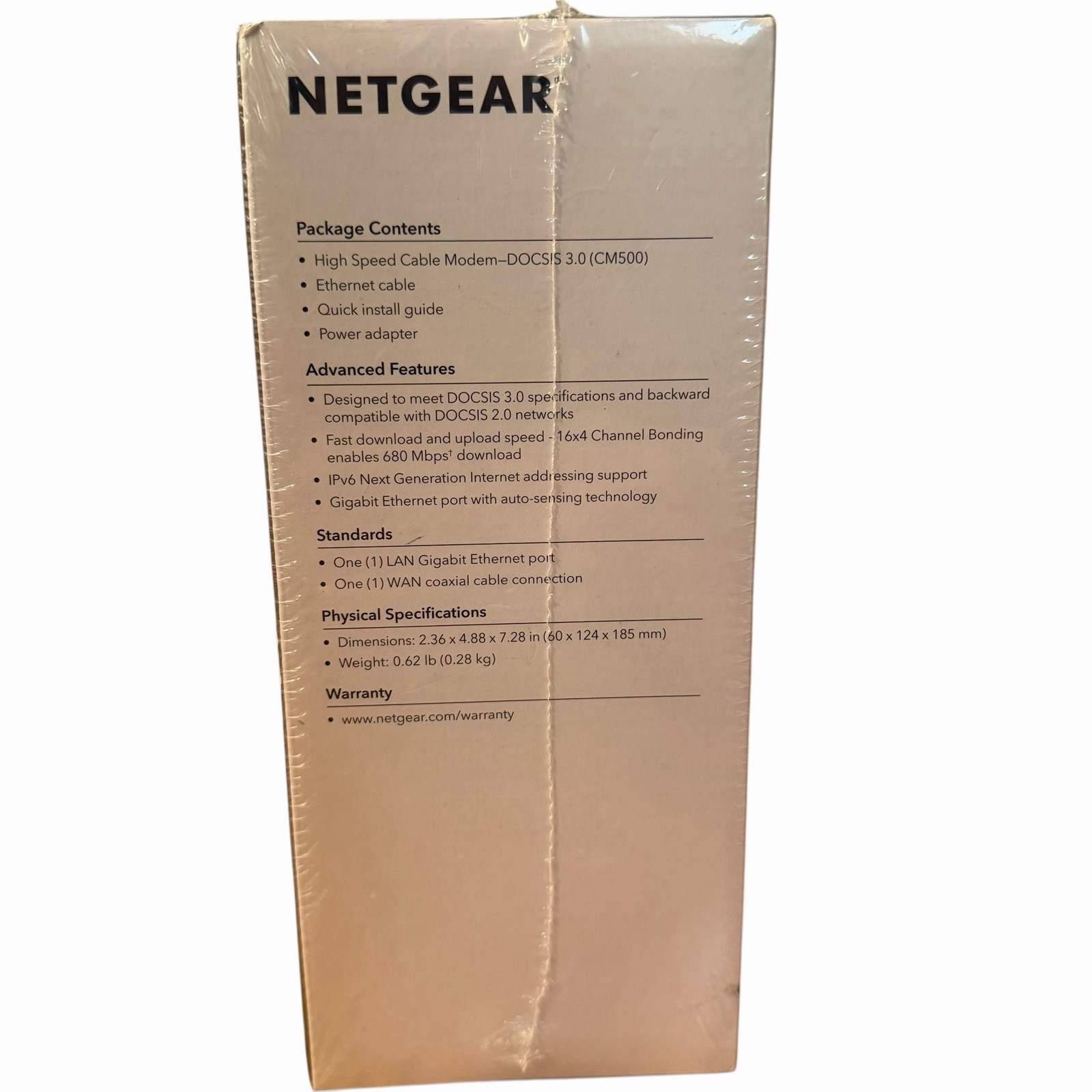 NEW/SEALED! NETGEAR CM500 (CM500-100NAS) Black