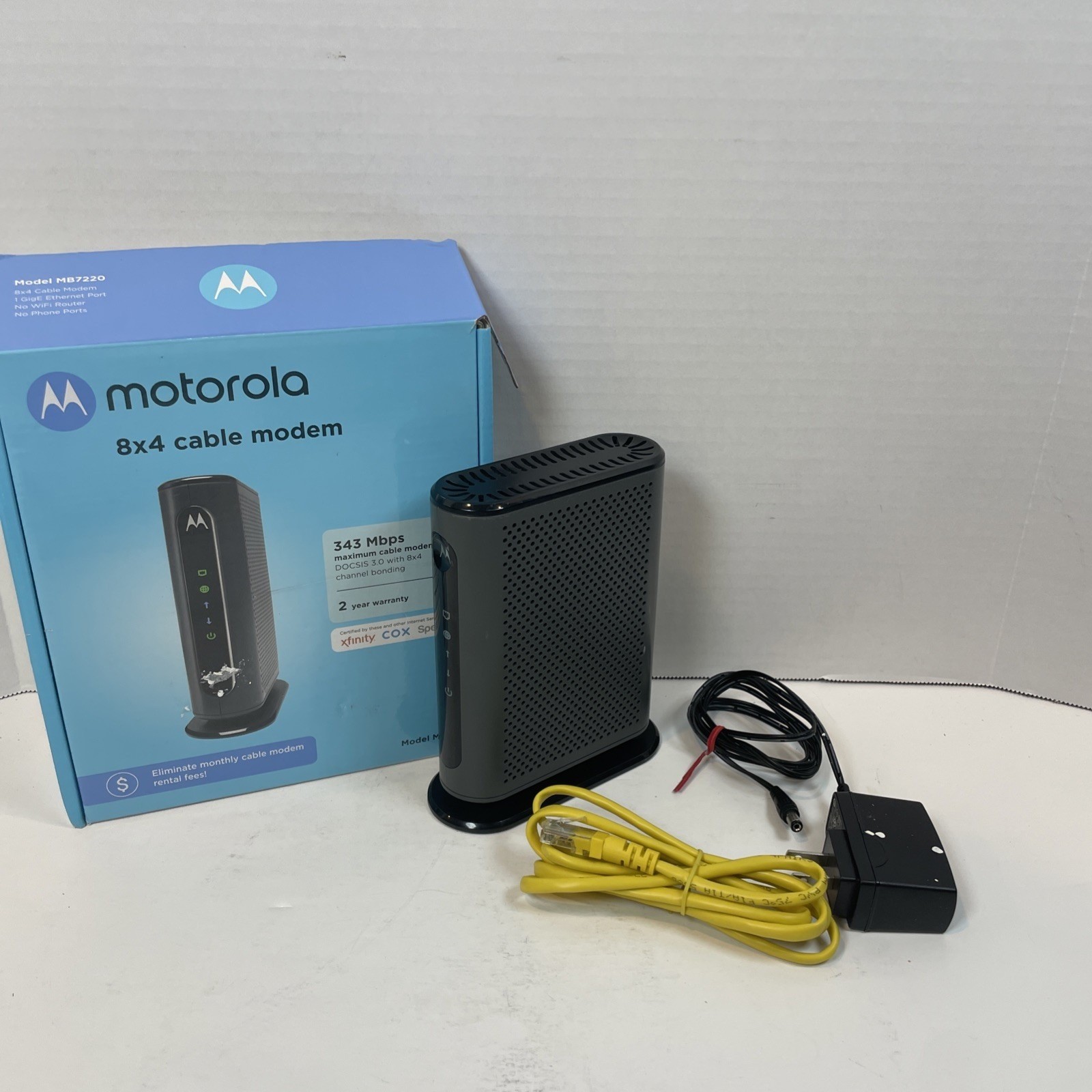 Motorola Cable Modem Black MB7220 DOCSIS 3.0 8×4 343 Mbps High Speed