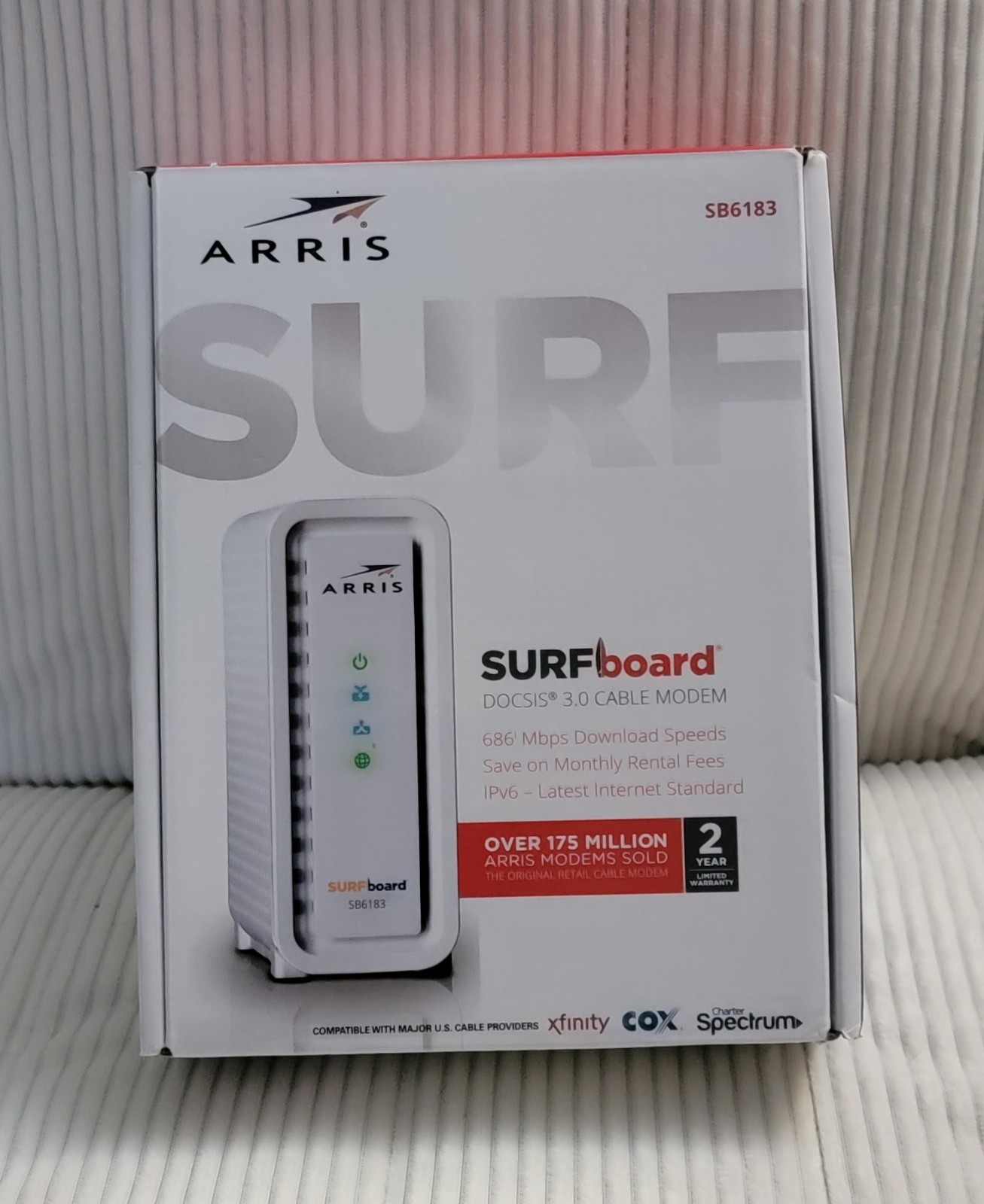 ARRIS SB6183 686 Mbps Cable Modem, White – 59243200300 Open Box