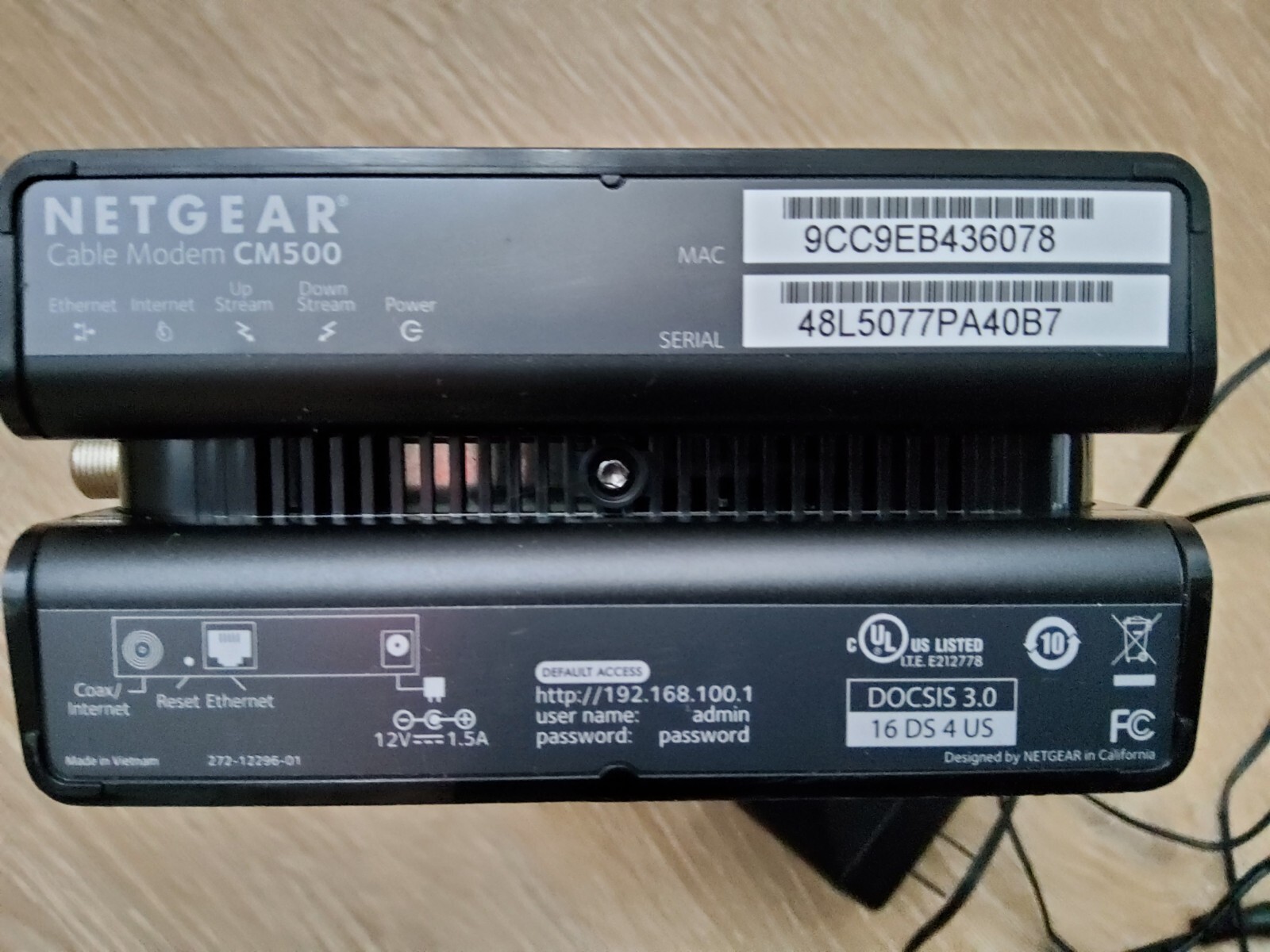 606449127898 NETGEAR CM500 High Speed Cable Modem 680 Mbps.