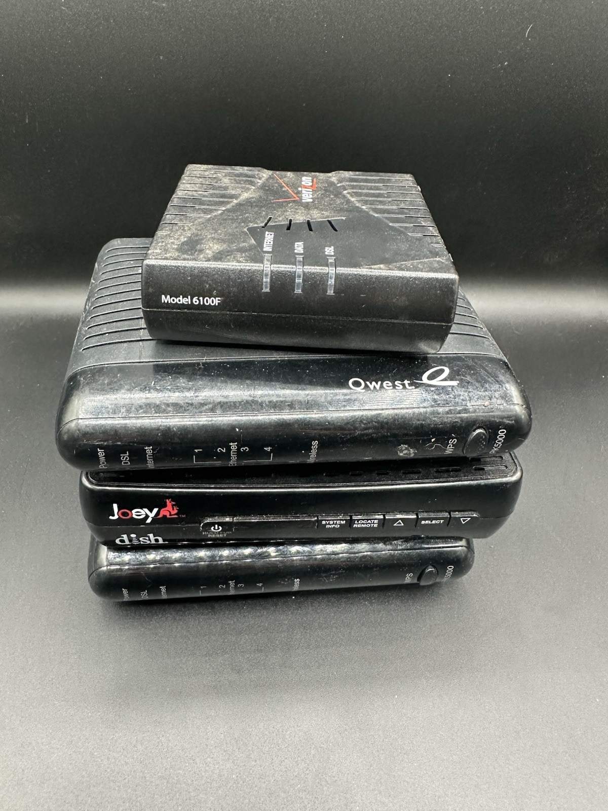 Lot of 5 Modems & Receivers – Verizon Westell, Qwest Actiontec PK5000, Dish Joey