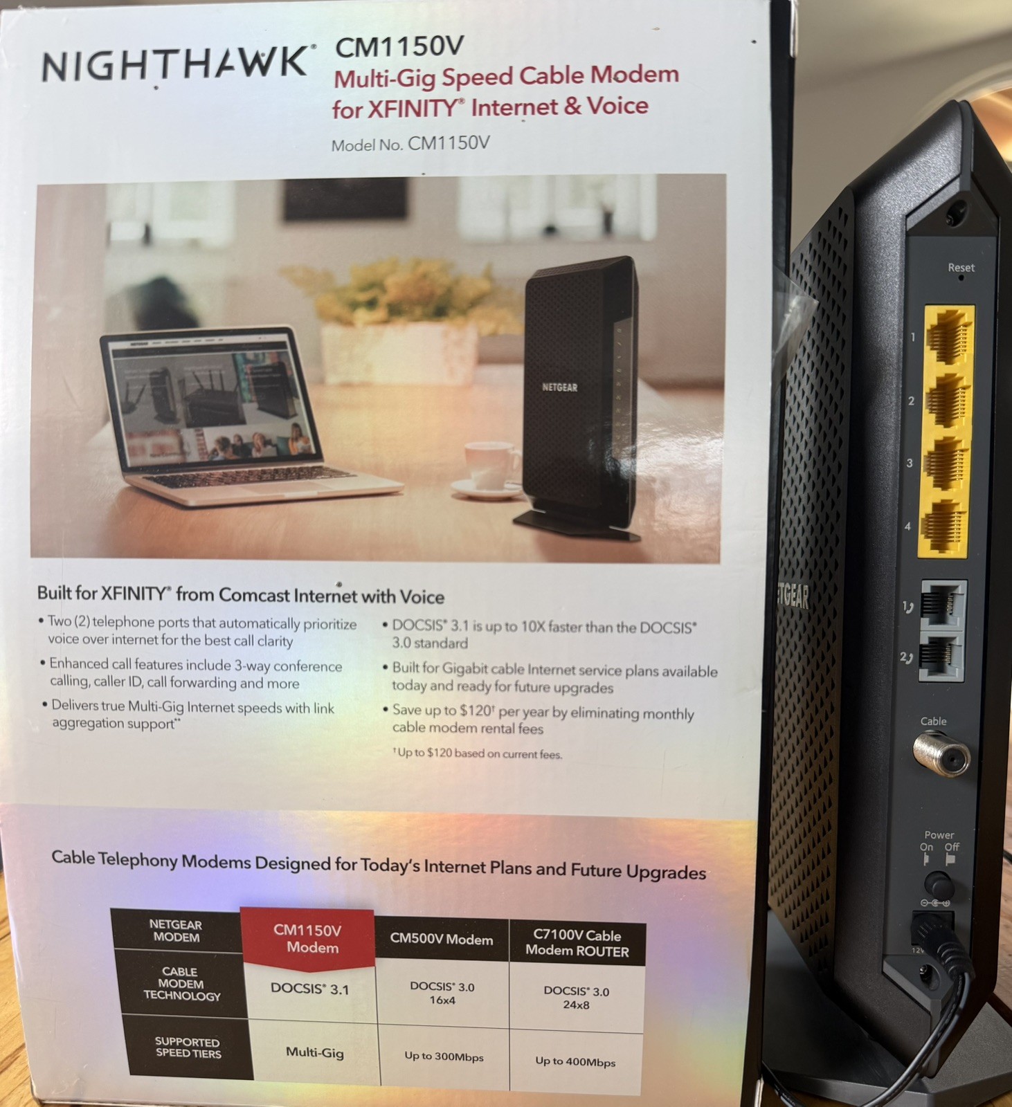NETGEAR CM1150V Voice Cable Modem DOCSI Unit with power cord Only