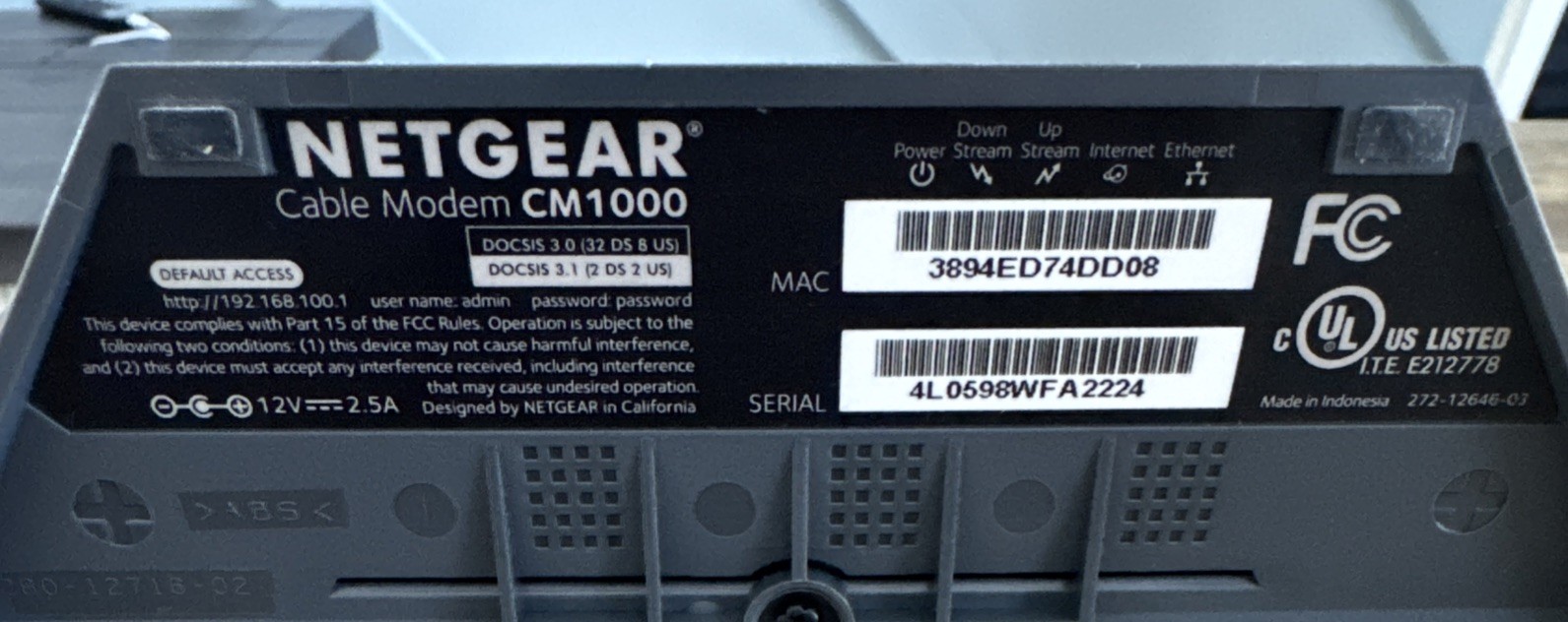 NETGEAR Cable Modem DOCSIS 3.1 (CM1000) Gigabit Modem, Compatible with All ISPs