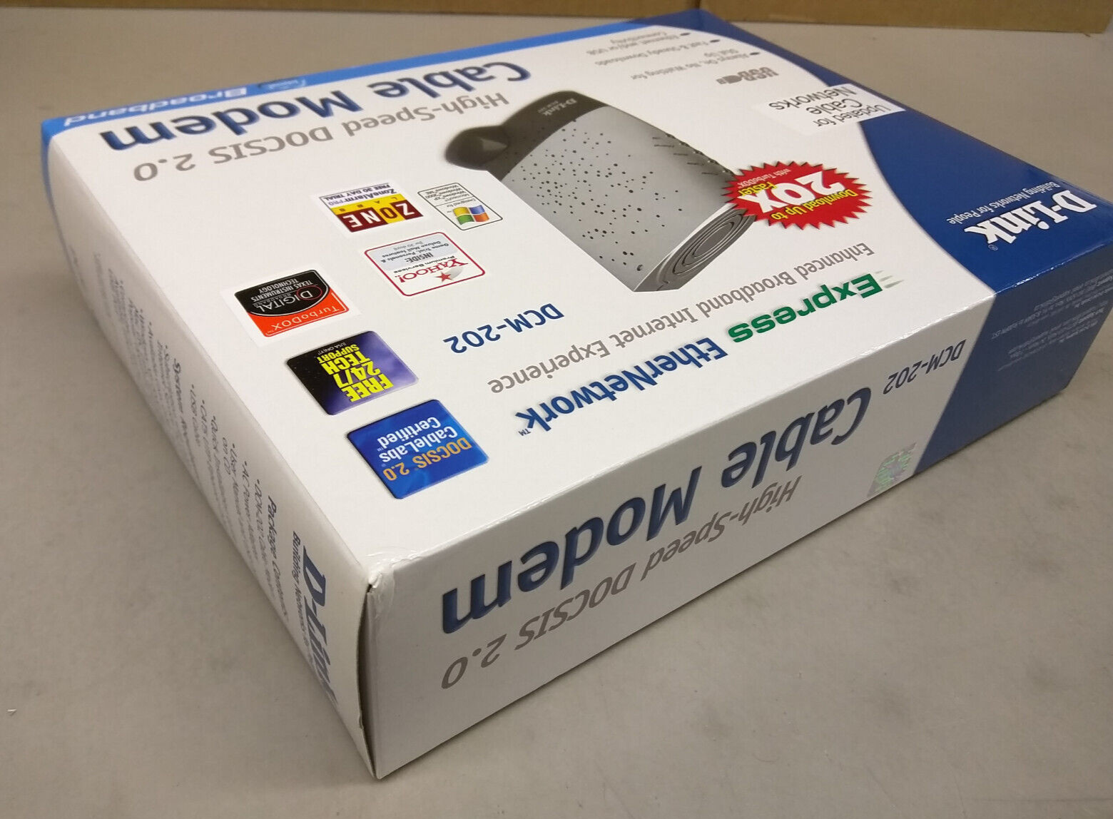 D-Link DCM-202 Cable Modem EUC Ethernet USB Stand CD-ROM