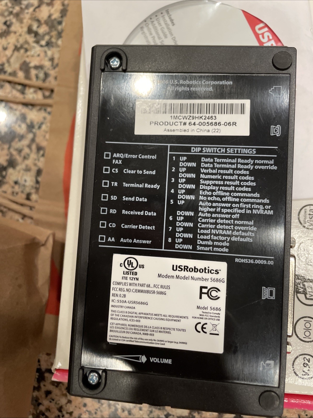 USRobotics 56K Faxmodem 5686G USR5686G 56 Kbps Modem