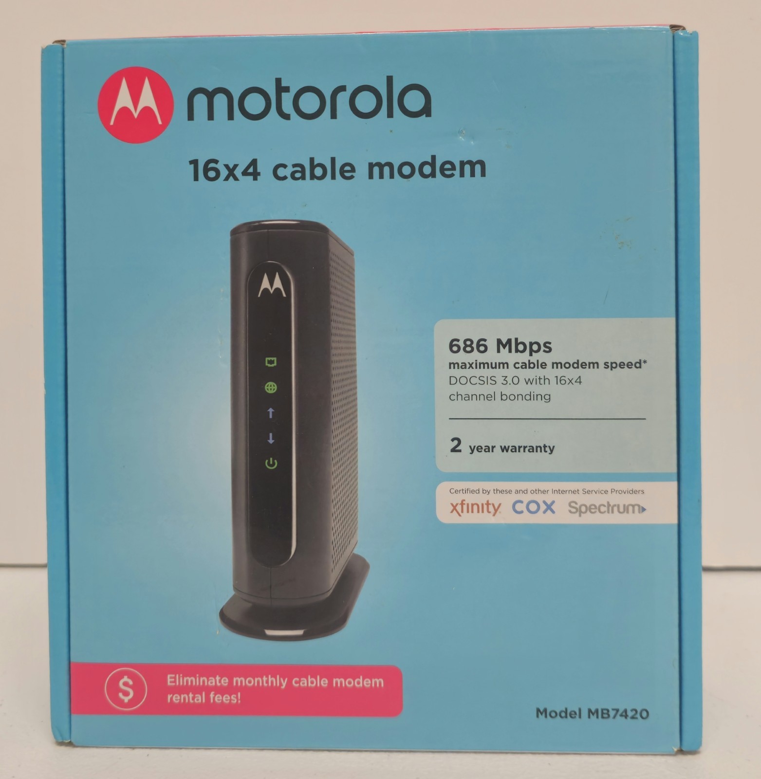 Motorola MB7420-10 16×4 686 Mbps DOCSIS 3.0 Cable Modem black NEW SEALED