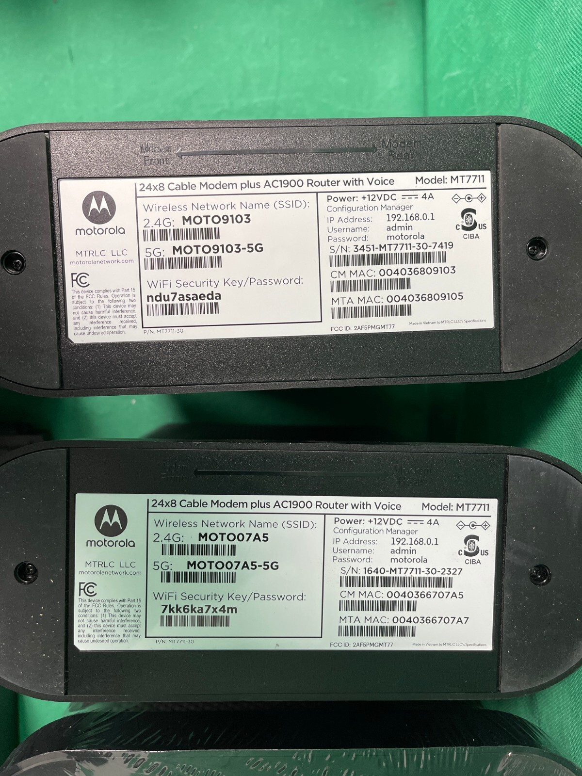 Motorola Mixed Modems – Lot of 6 – MT8733, MB7621, MT7711 *FOR PARTS*