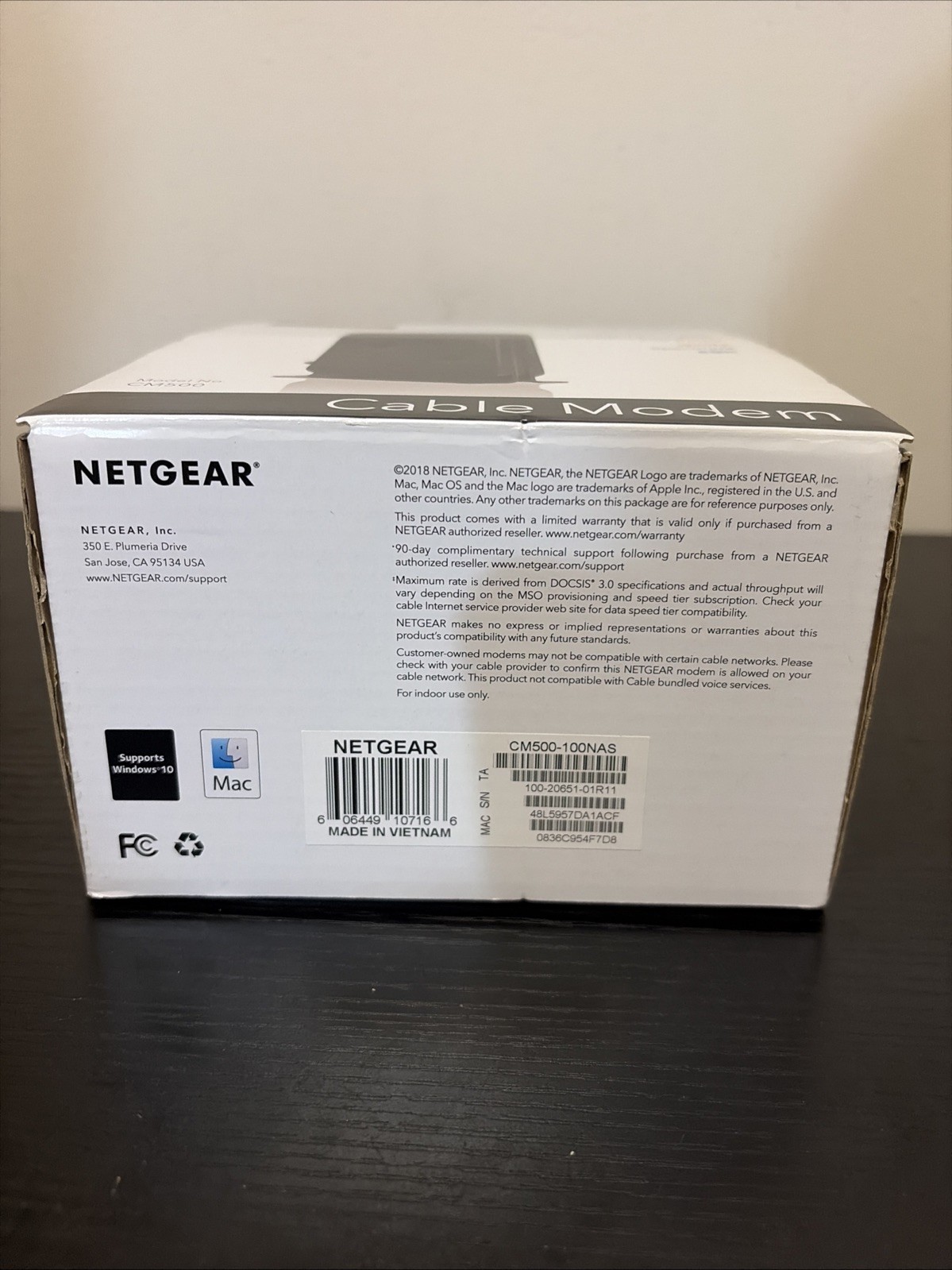 NETGEAR CM500 High Speed Cable Modem, DOCSIS 3.0 In Box