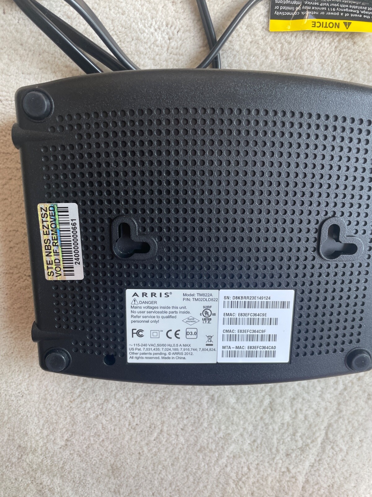 Arris TM822G DOCSIS 3.0 Cable VoIP Telephony Modem Optimum