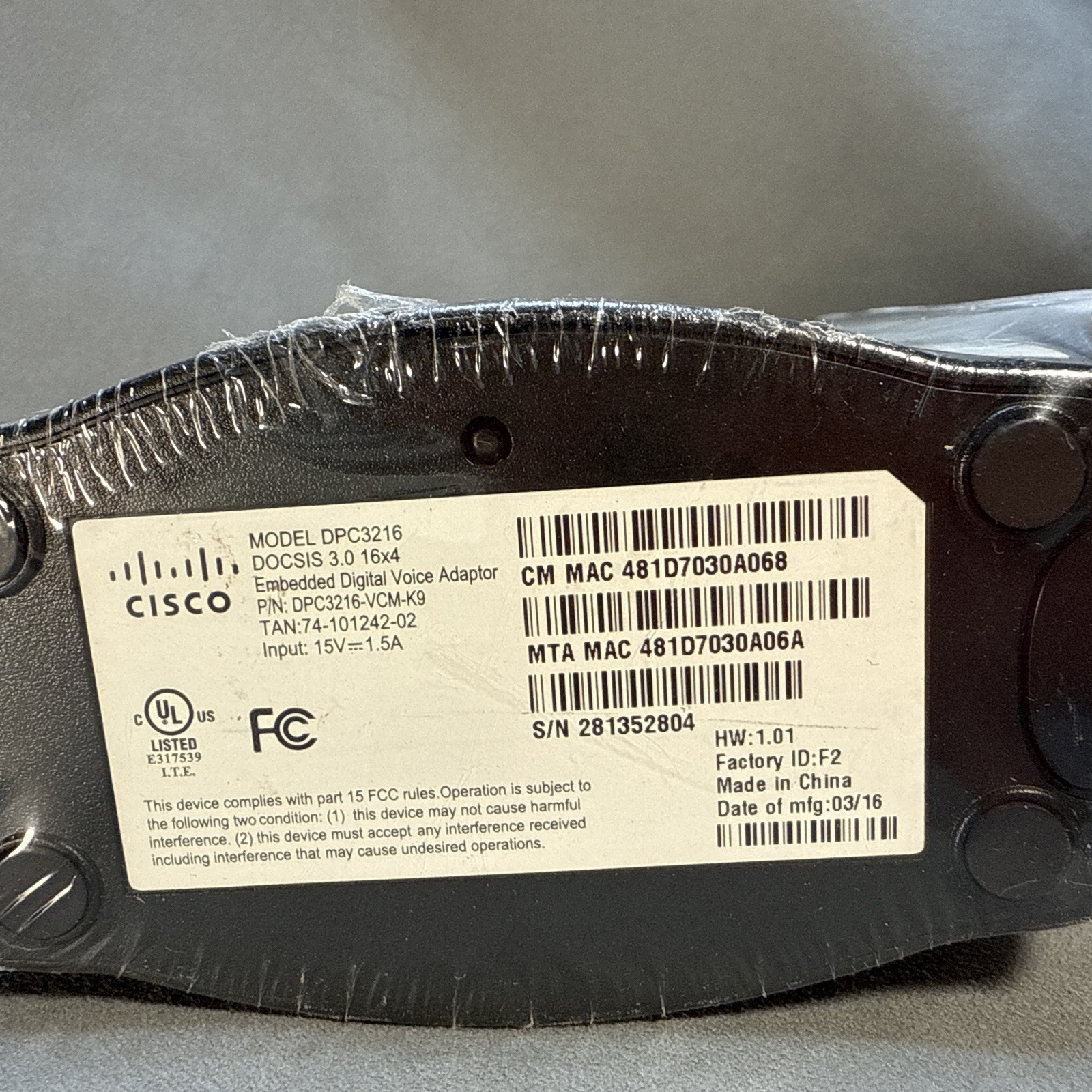 NEW Cisco Model DPC3216 DOCSIS 3.0 16×4 Embedded Digital Voice Adapter Spectrum