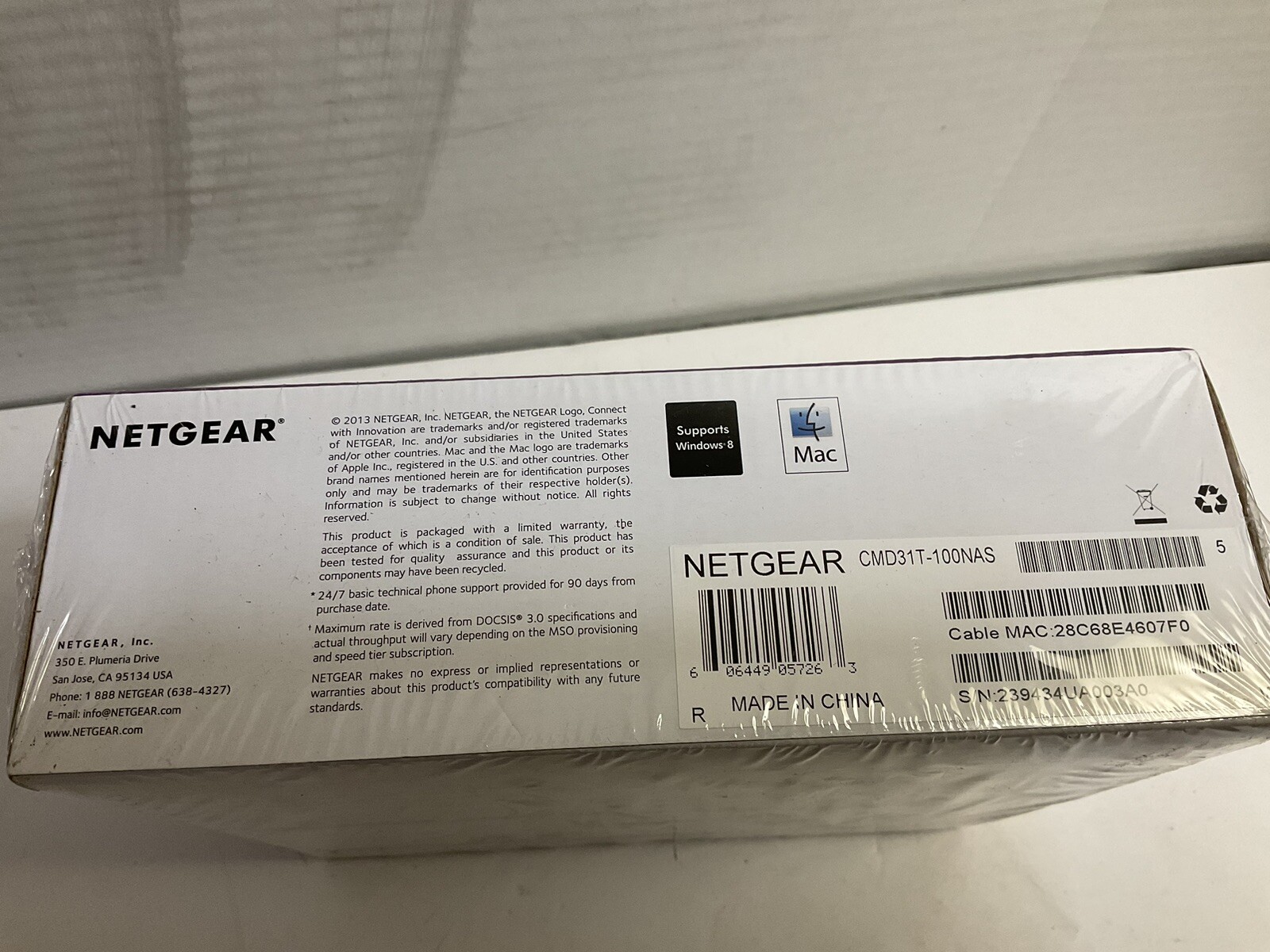 NETGEAR DOCSIS 3.0 HIGH SPEED CABLE MODEM MODEL # CMD 31 T COMCAST SEALD BOX