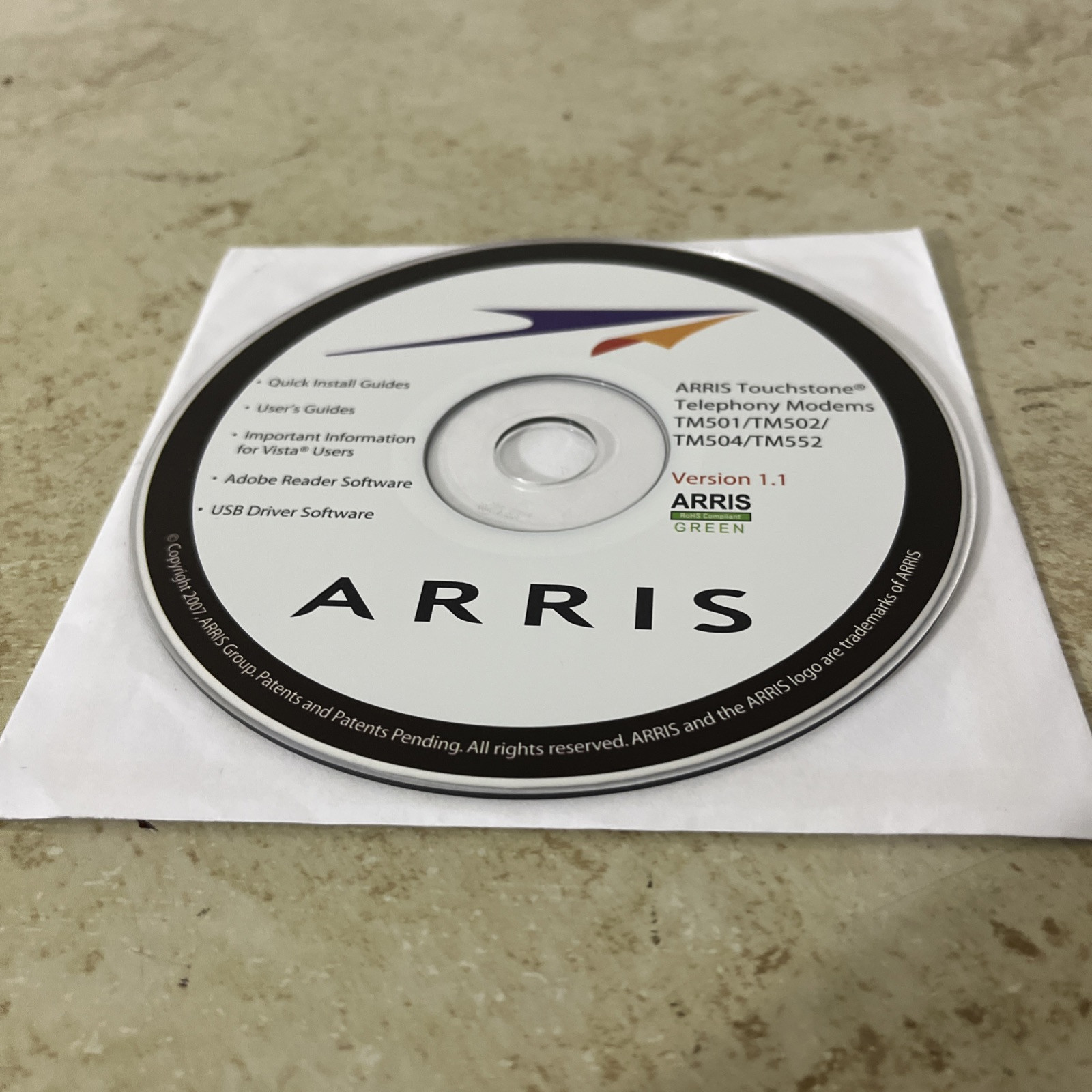 ARRIS TOUCHSTONE TELEPHONE CABLE MODEMS Ver. 1.1 CD TM501/TM502/TM504/TM552