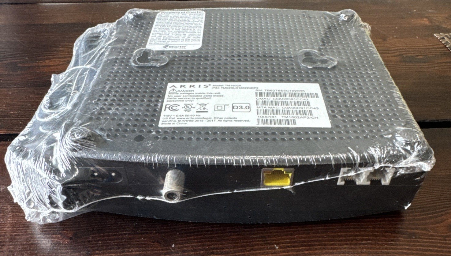 ARRIS Telephony Internet Cable Modem DOCSIS 3.0 Model TM1602A NEW