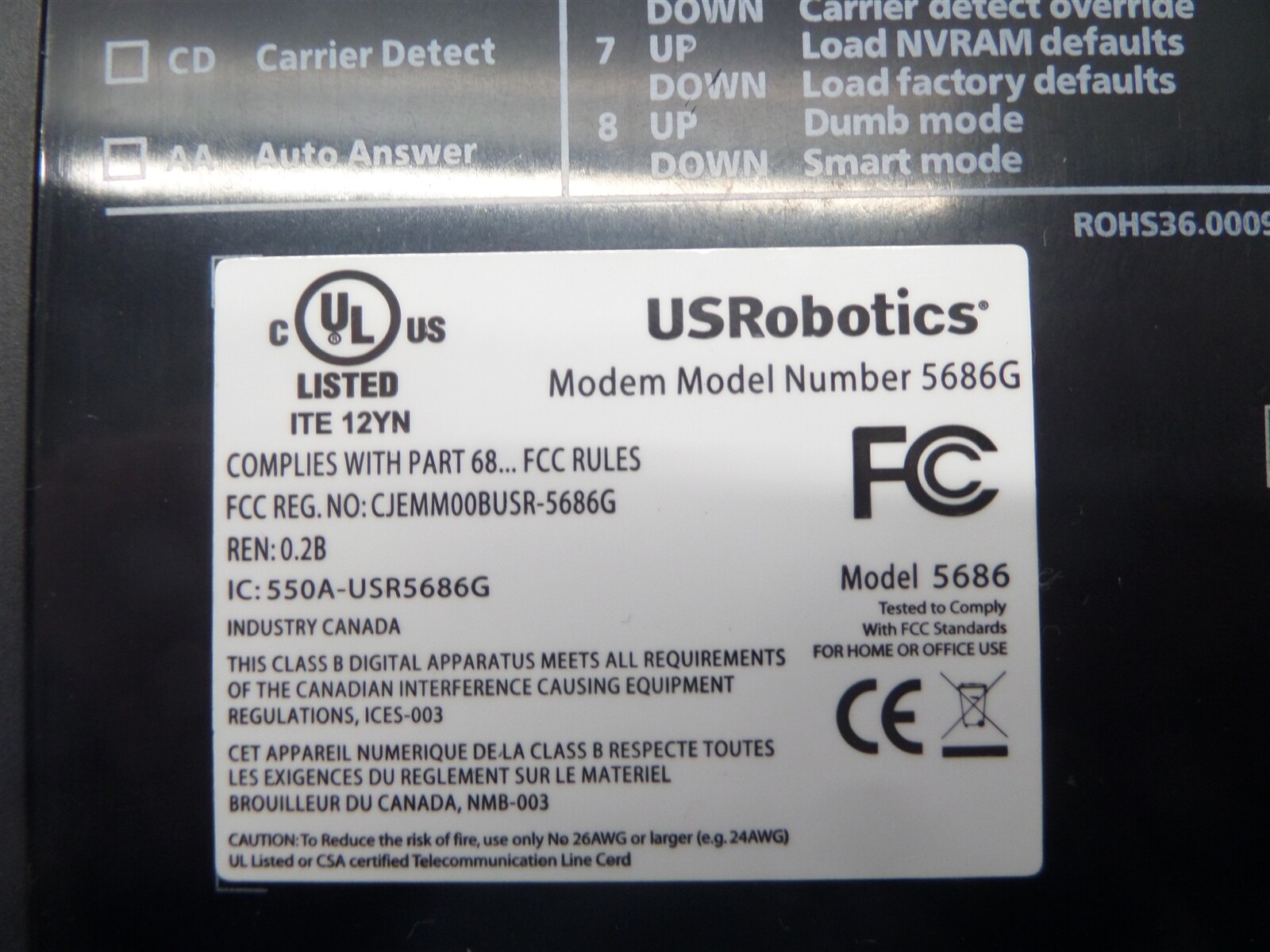 US Robotics 56K V.92 Fax Modem 5686G 64-005686-06R