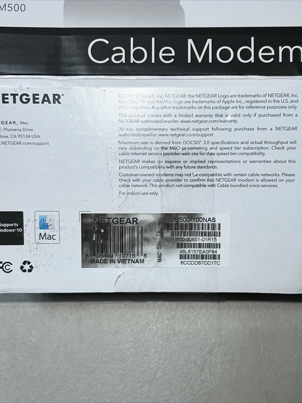 NETGEAR CM500 (CM500100NAS) 680 Mbps – Black